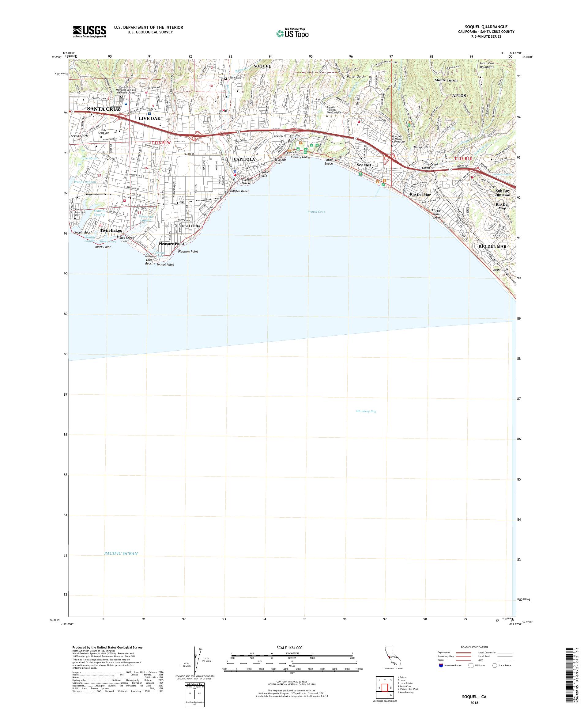 MyTopo Soquel, California USGS Quad Topo Map