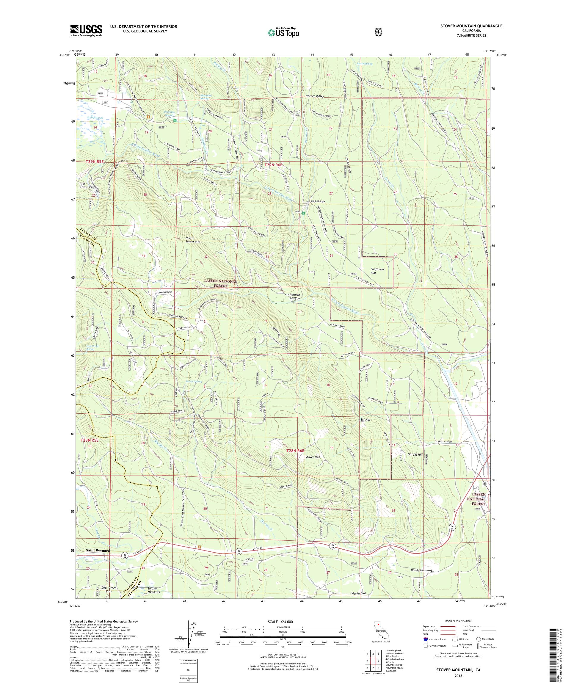 MyTopo Stover Mountain, California USGS Quad Topo Map