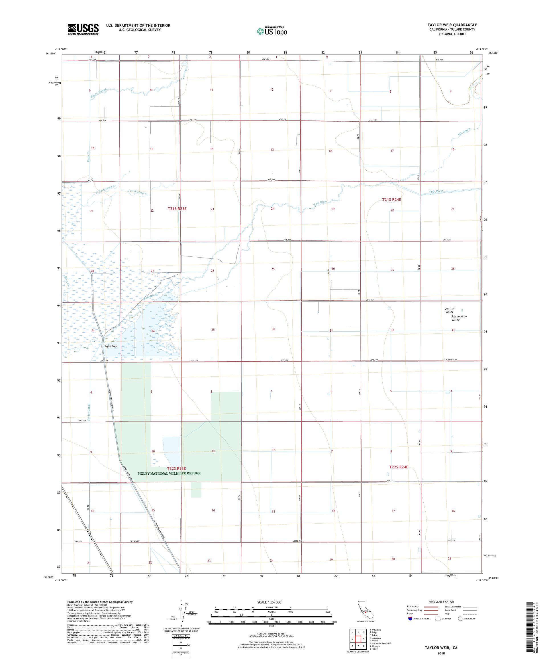 MyTopo Taylor Weir, California USGS Quad Topo Map