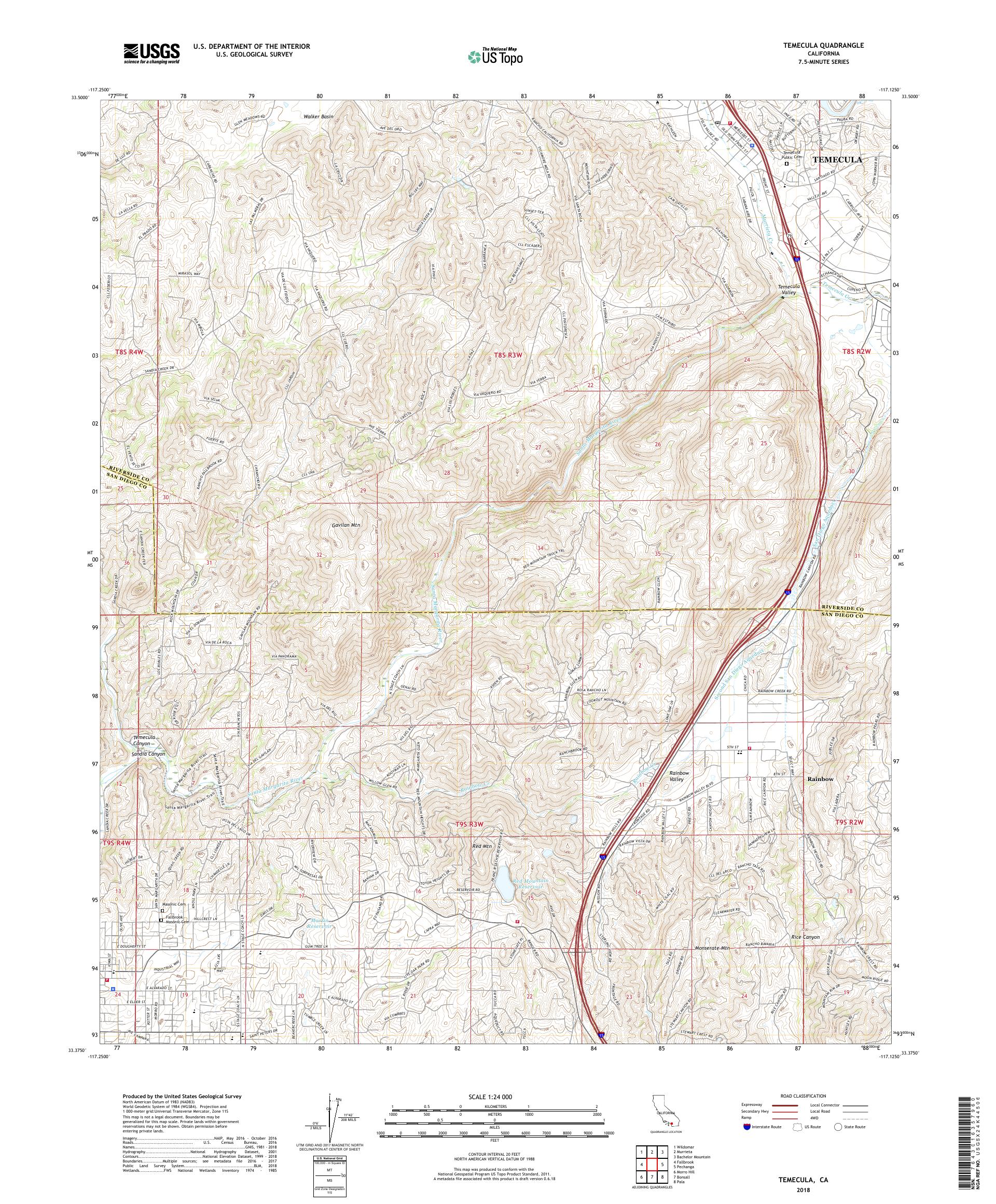 MyTopo Temecula, California USGS Quad Topo Map