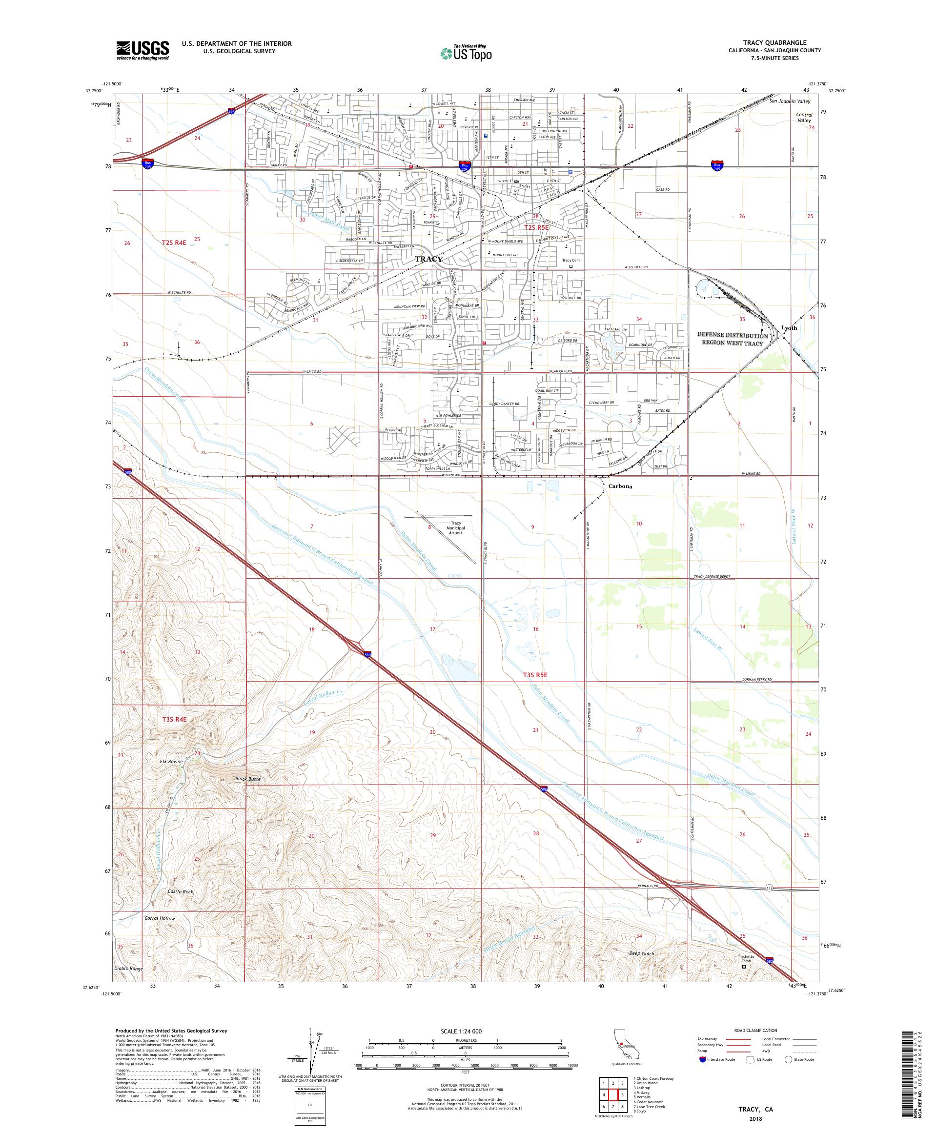 MyTopo Tracy, California USGS Quad Topo Map