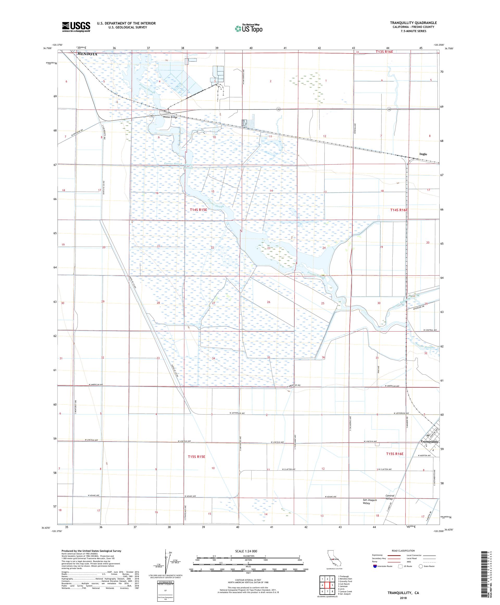 MyTopo Tranquillity, California USGS Quad Topo Map