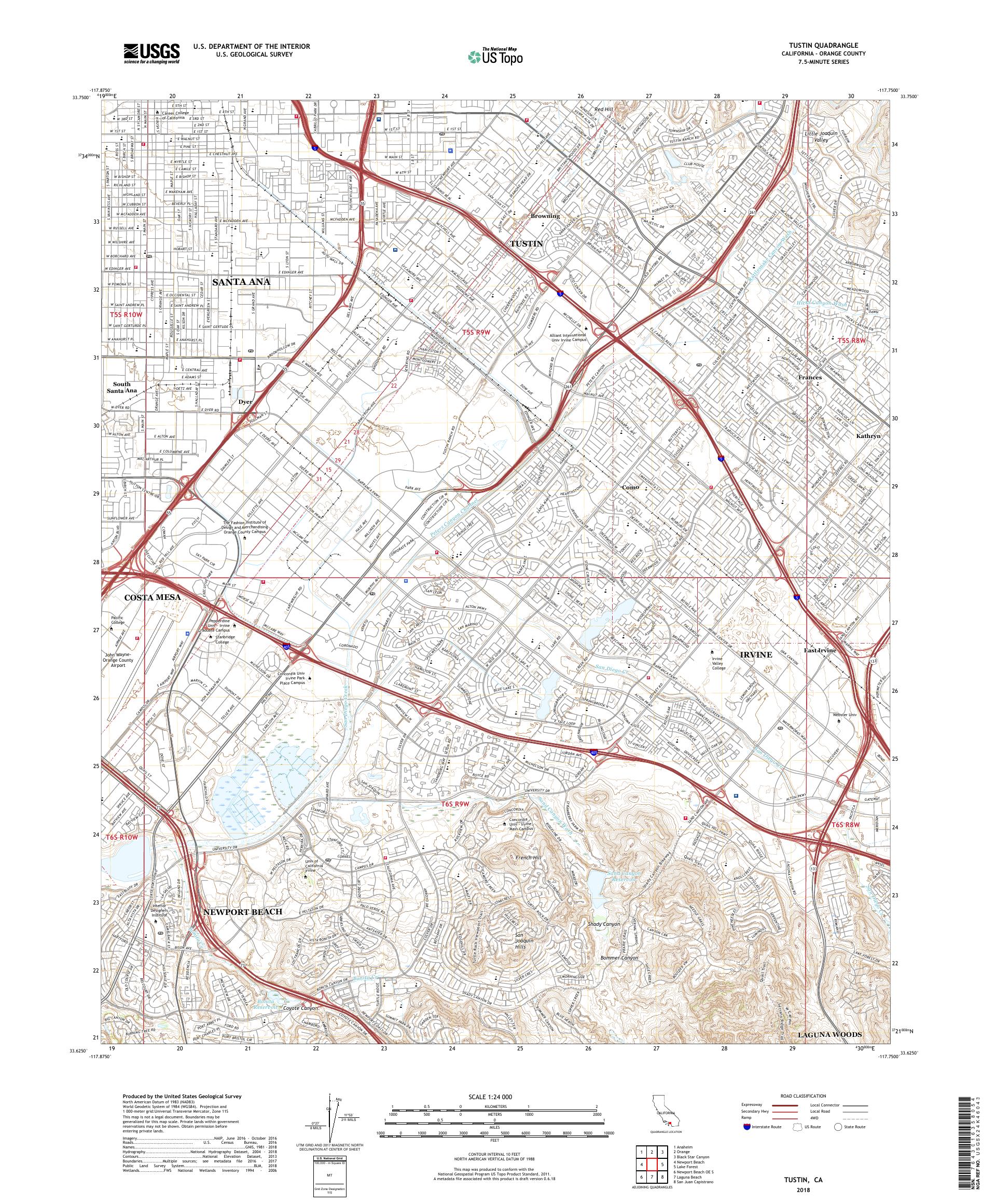 MyTopo Tustin, California USGS Quad Topo Map
