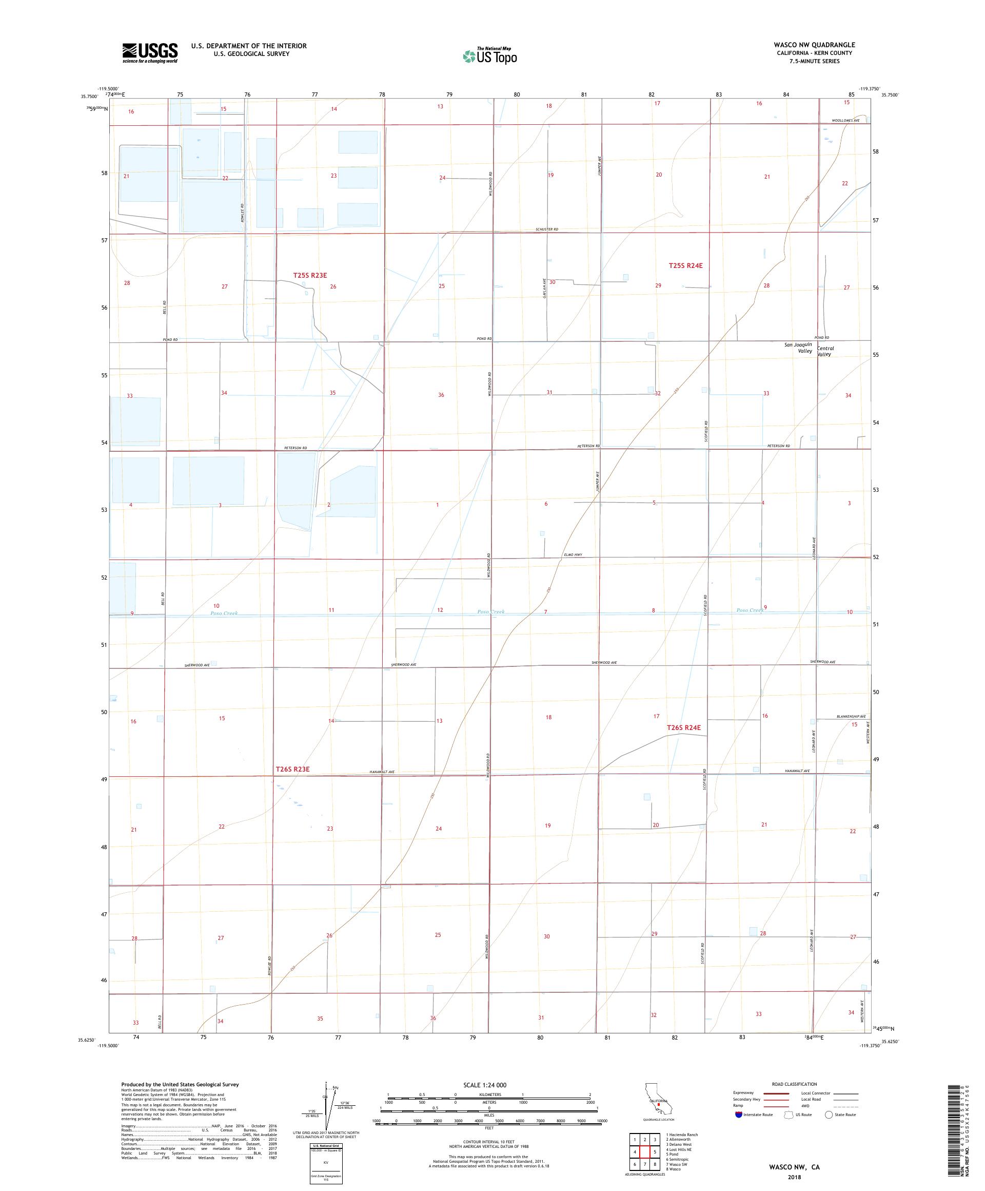 MyTopo Wasco Nw, California USGS Quad Topo Map