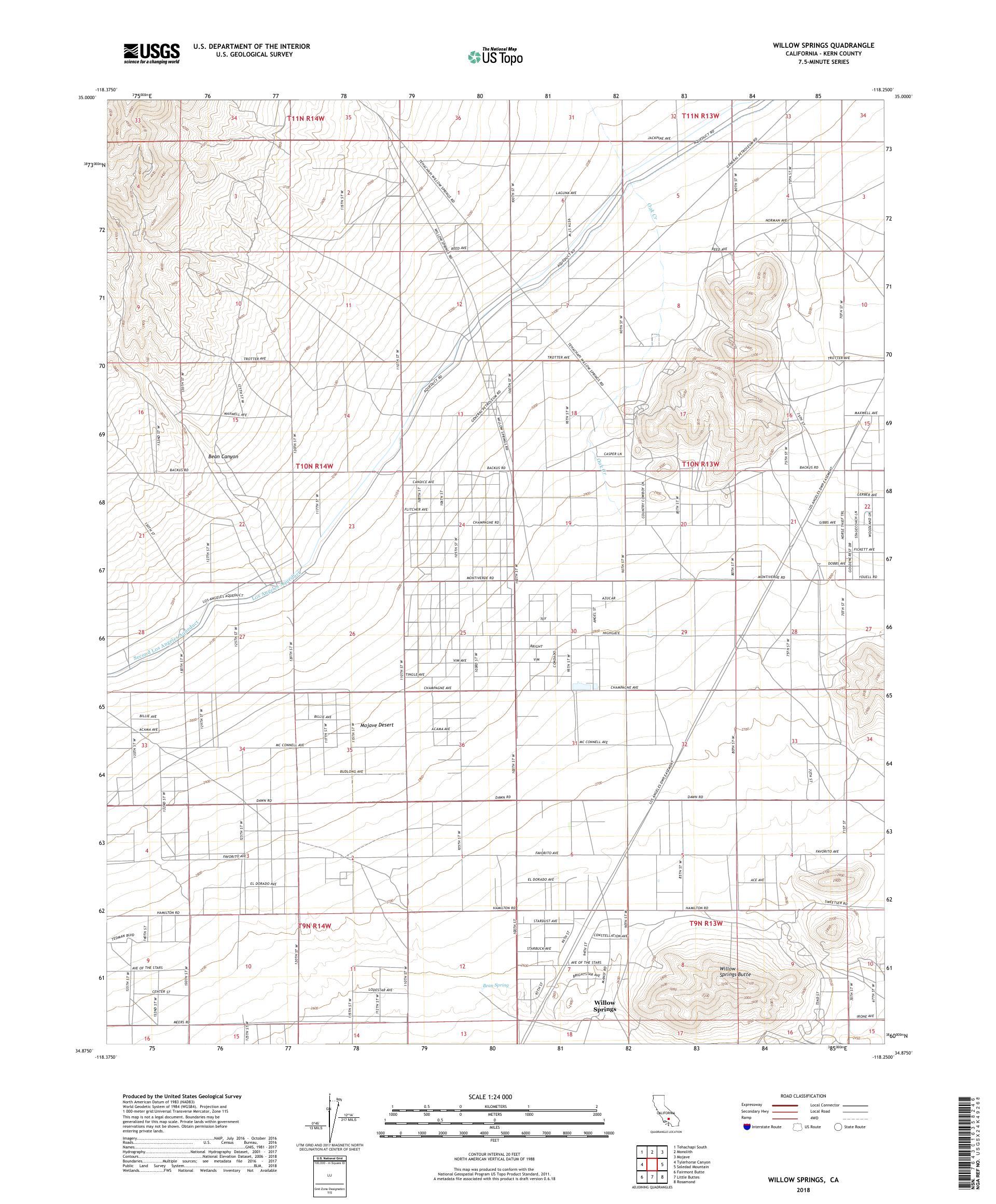 MyTopo Willow Springs, California USGS Quad Topo Map