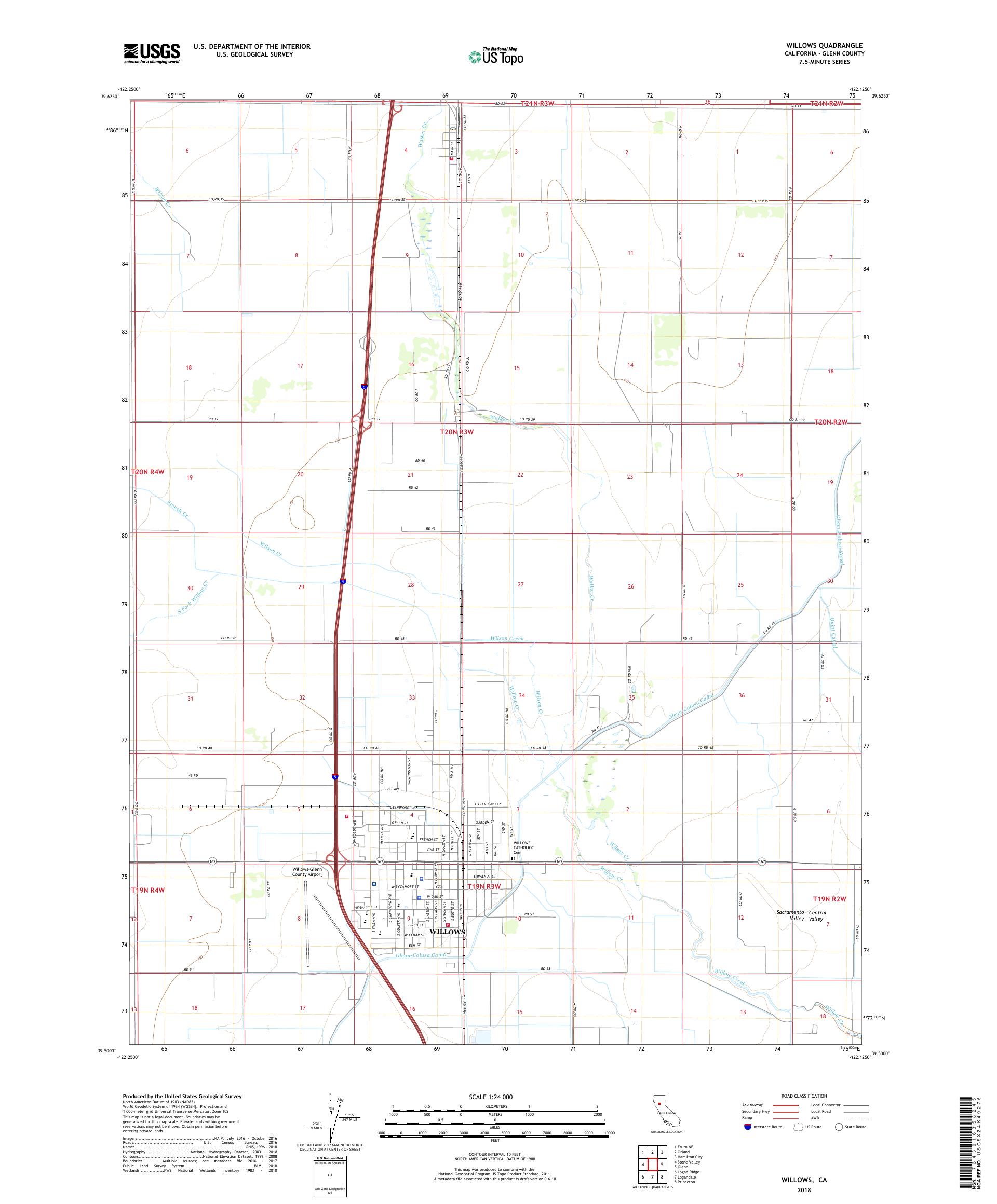 MyTopo Willows, California USGS Quad Topo Map