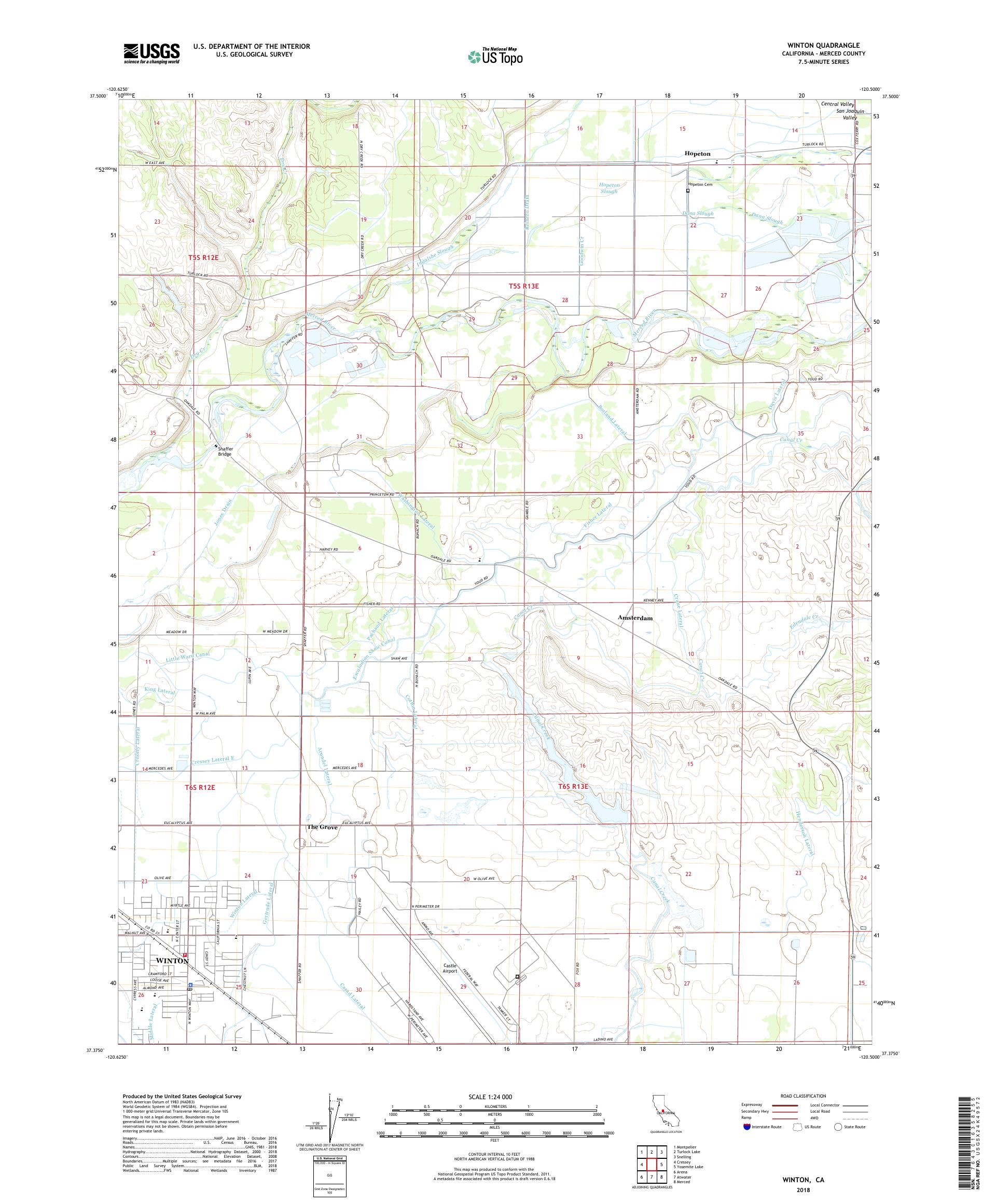 MyTopo Winton, California USGS Quad Topo Map