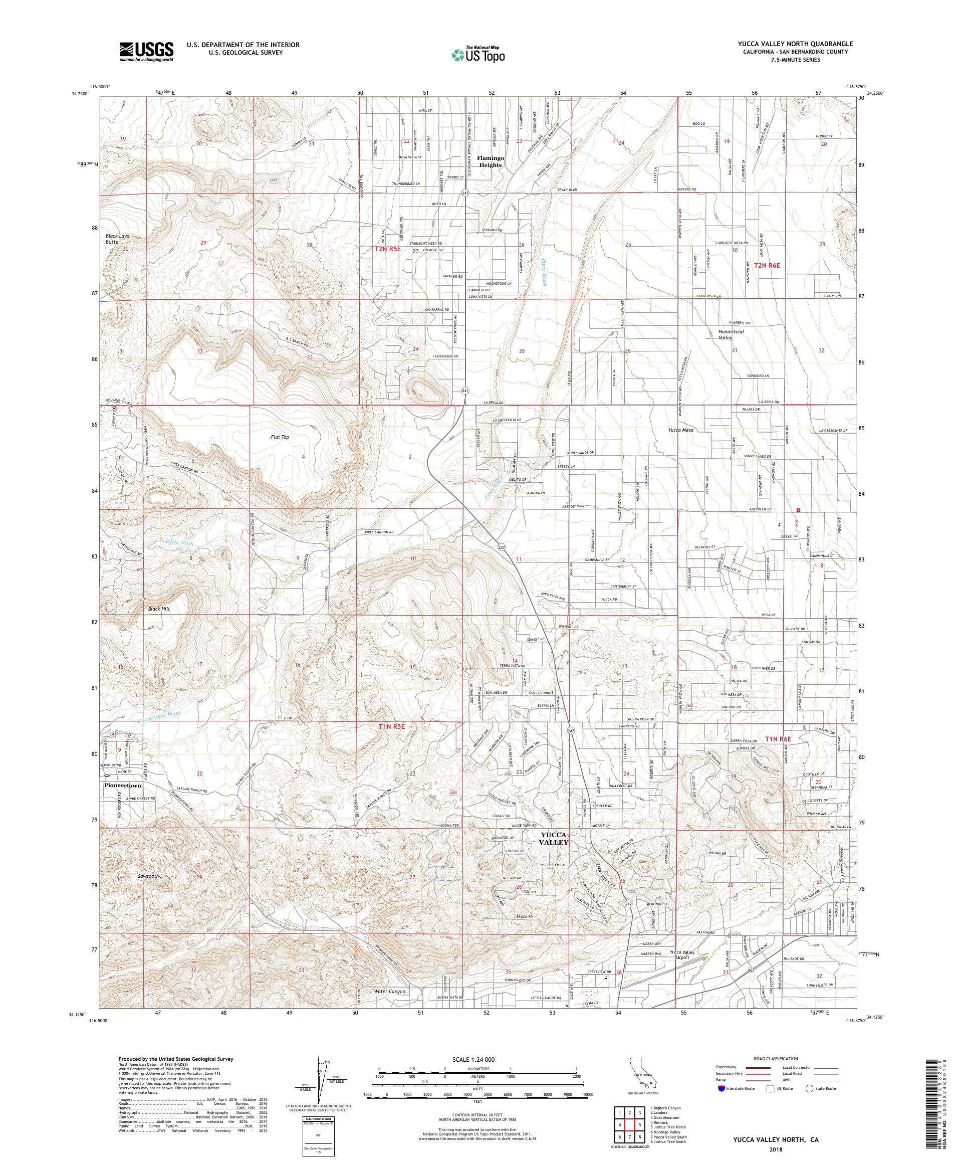 MyTopo Yucca Valley North, California USGS Quad Topo Map