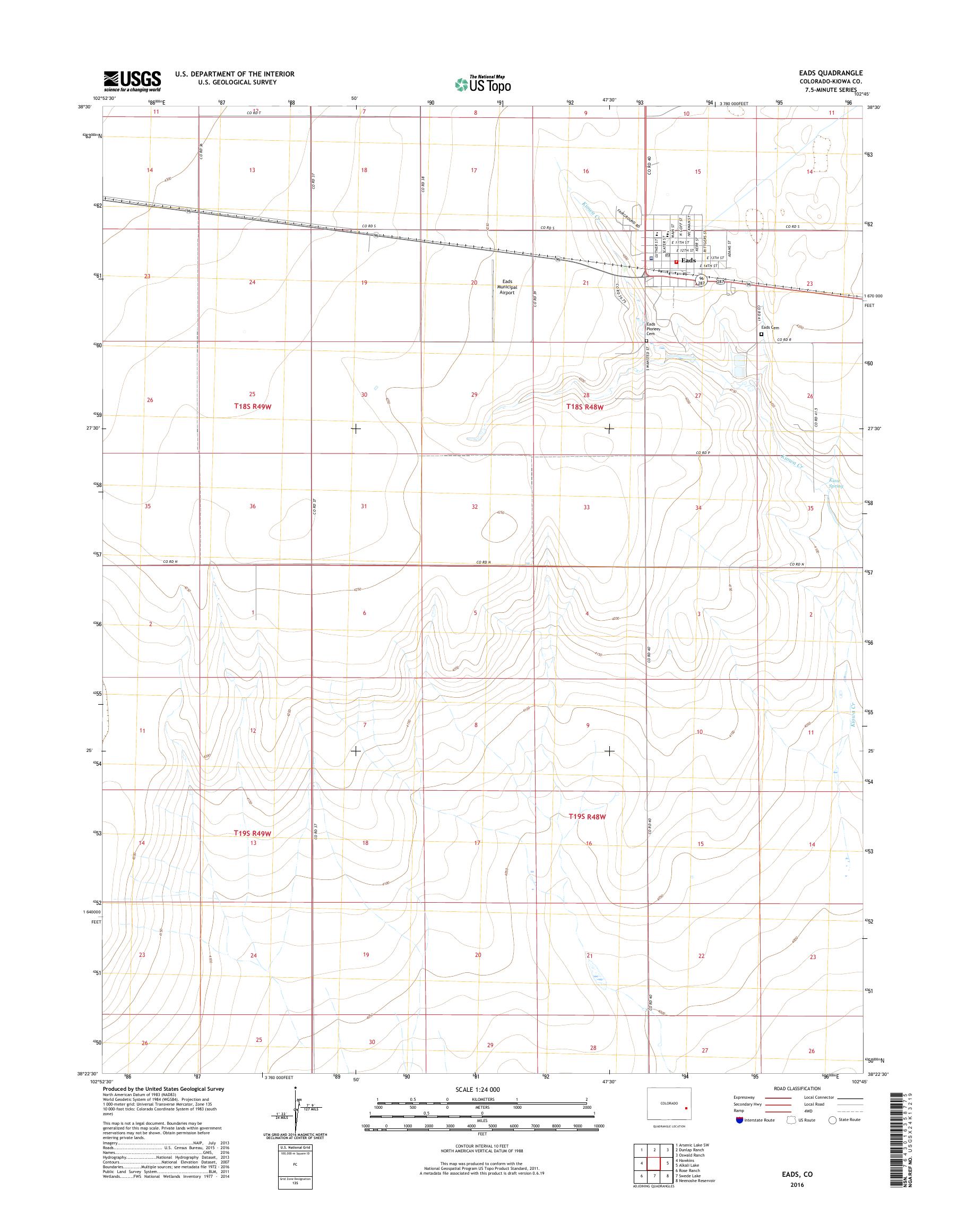 MyTopo Eads, Colorado USGS Quad Topo Map
