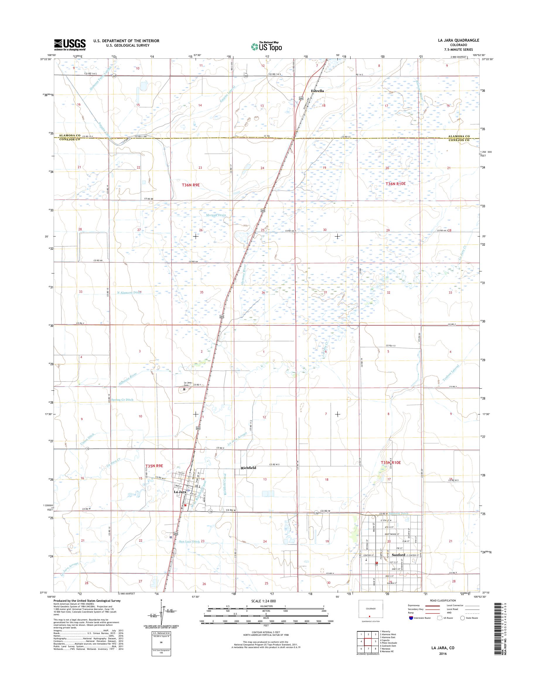 MyTopo La Jara, Colorado USGS Quad Topo Map
