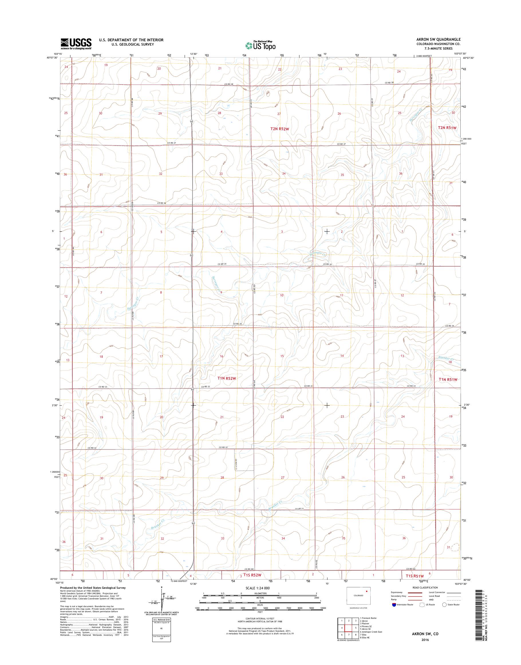 MyTopo Akron SW, Colorado USGS Quad Topo Map