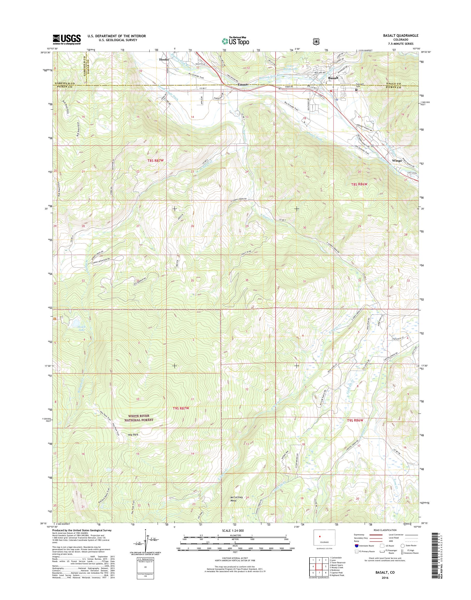 MyTopo Basalt, Colorado USGS Quad Topo Map