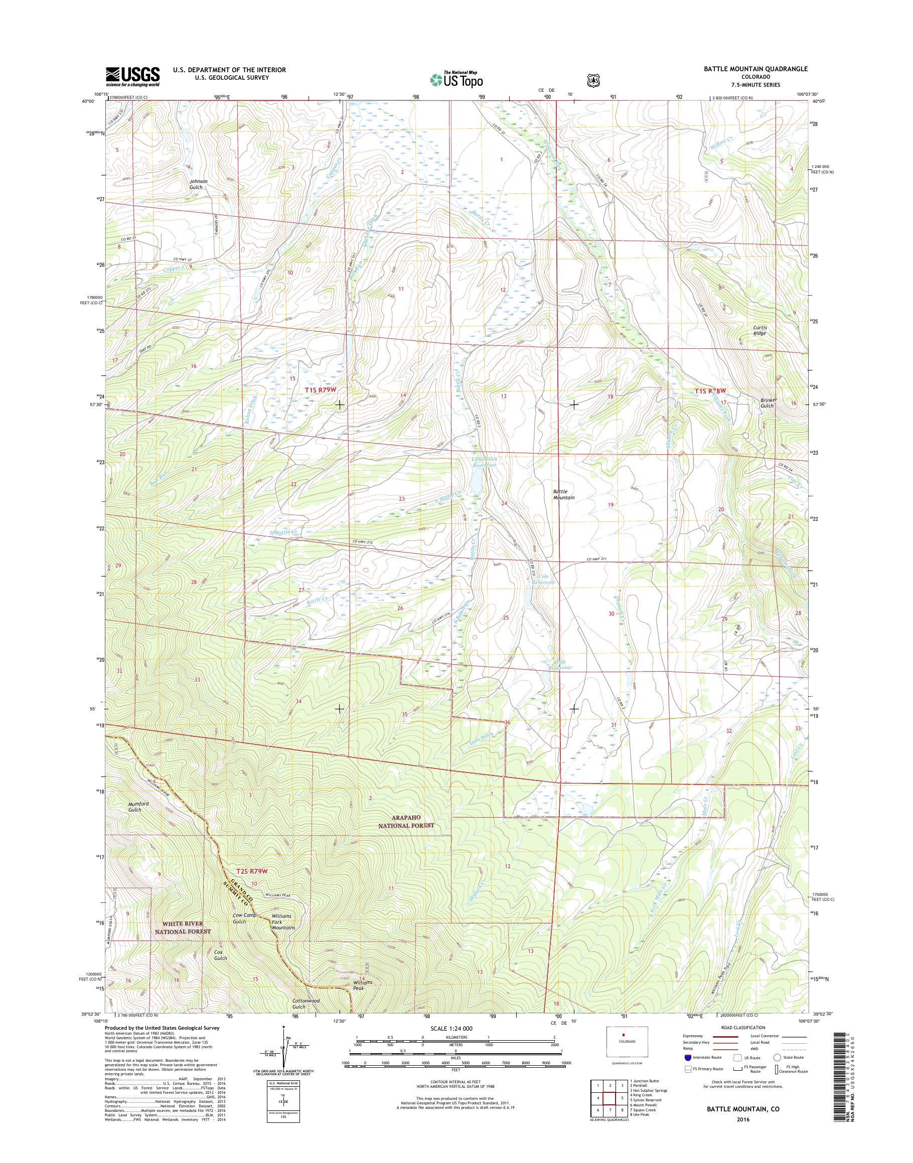 MyTopo Battle Mountain, Colorado USGS Quad Topo Map