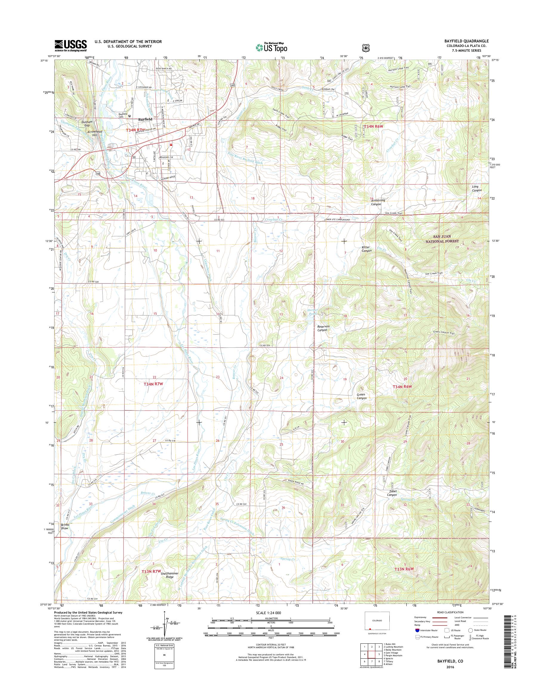 MyTopo Bayfield, Colorado USGS Quad Topo Map