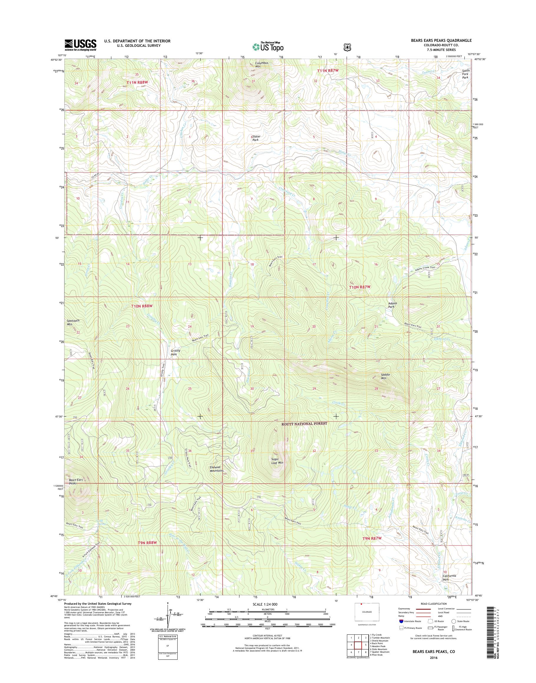 MyTopo Bears Ears Peaks, Colorado USGS Quad Topo Map