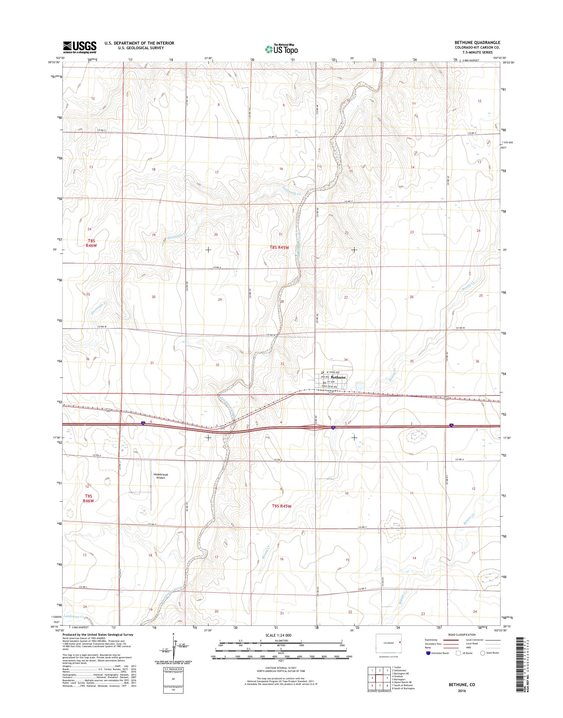 MyTopo Bethune, Colorado USGS Quad Topo Map