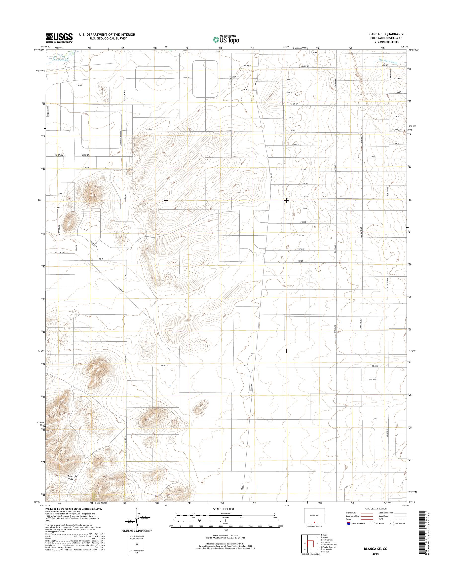 MyTopo Blanca SE, Colorado USGS Quad Topo Map