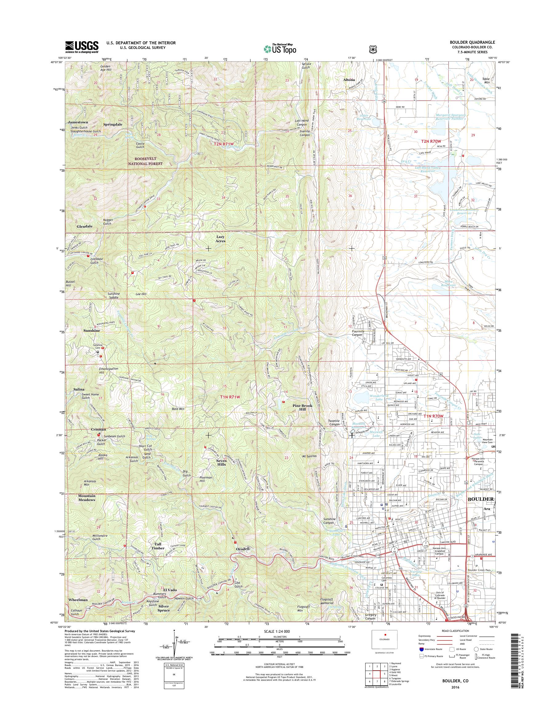 MyTopo Boulder, Colorado USGS Quad Topo Map