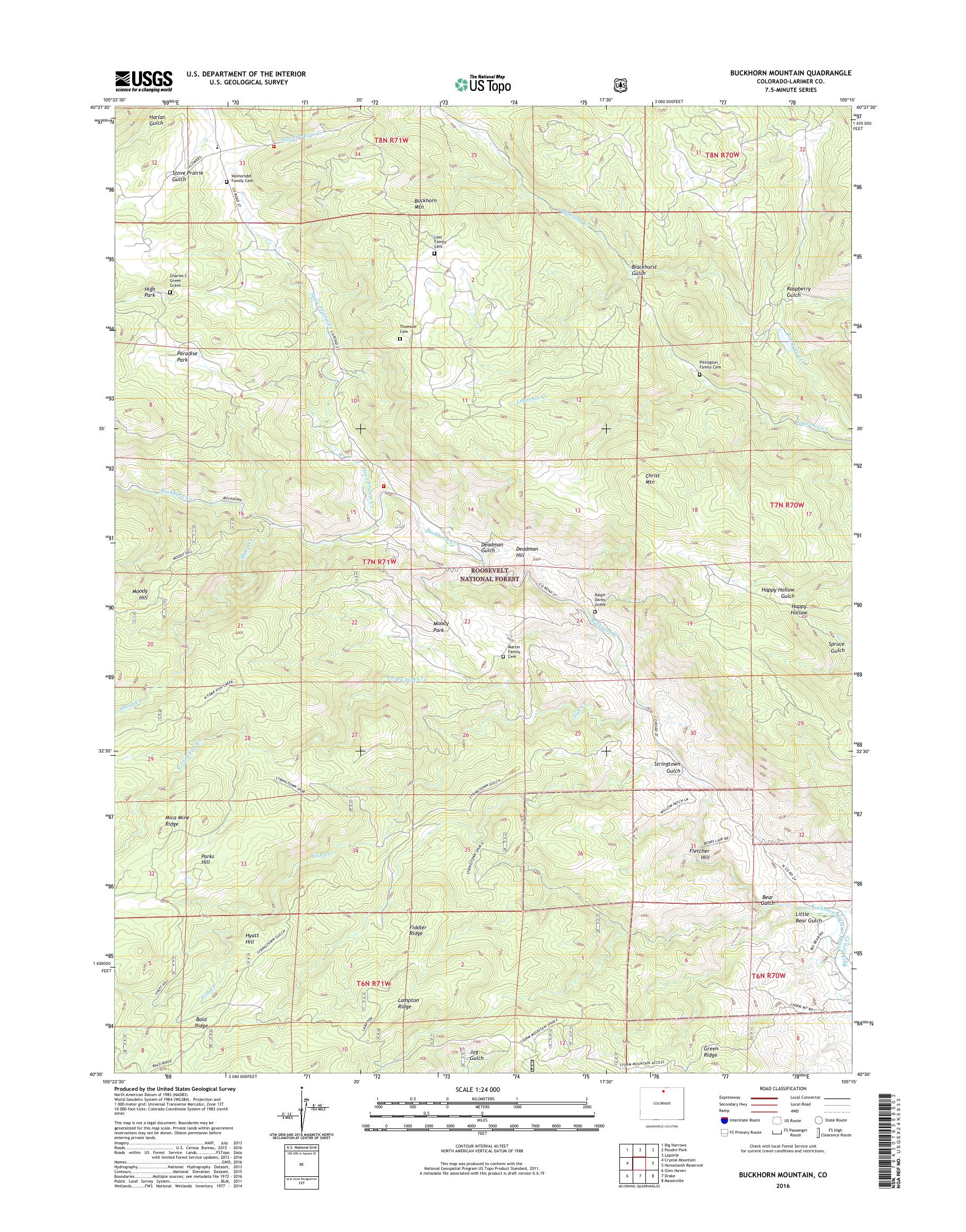 MyTopo Buckhorn Mountain, Colorado USGS Quad Topo Map