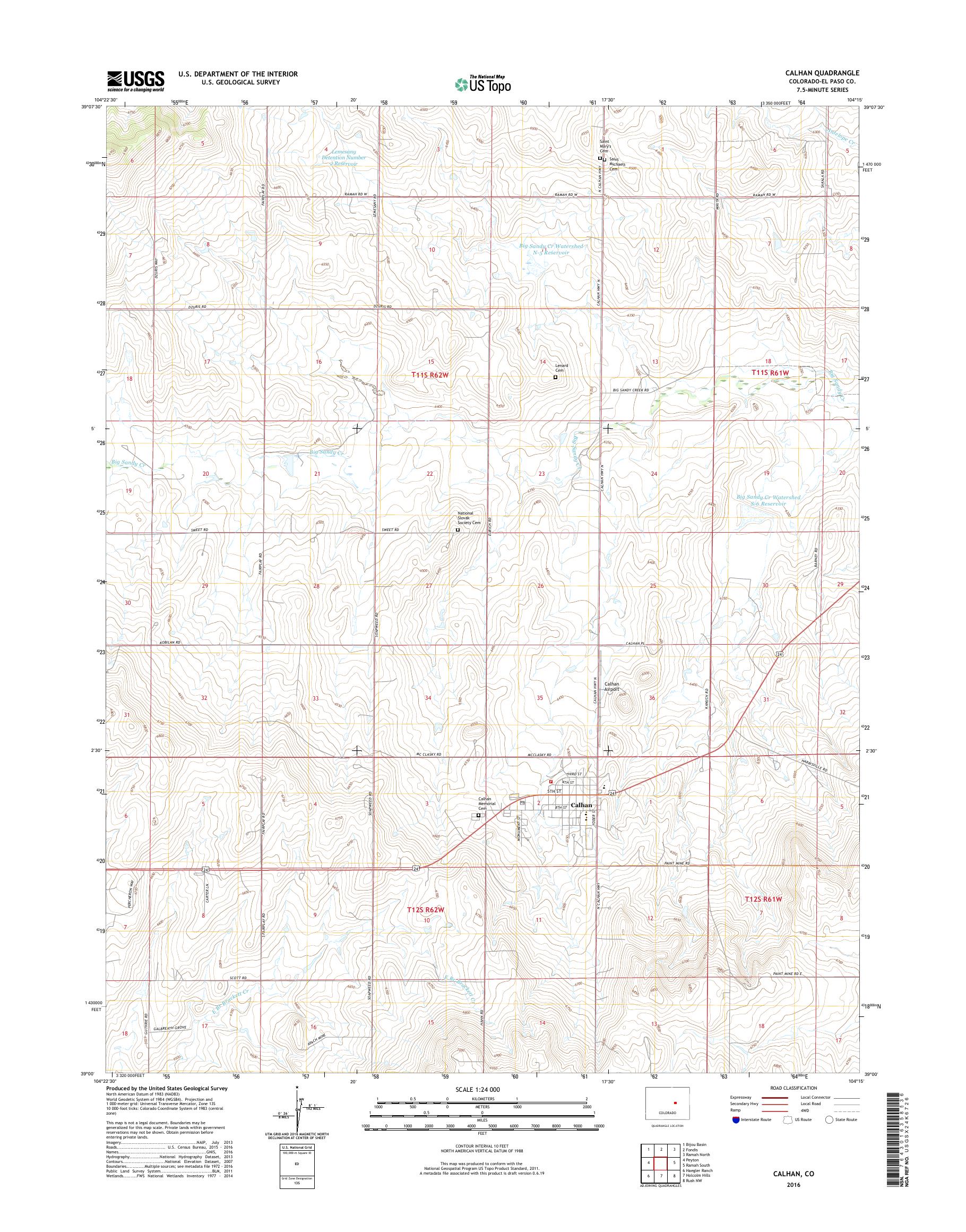 MyTopo Calhan, Colorado USGS Quad Topo Map
