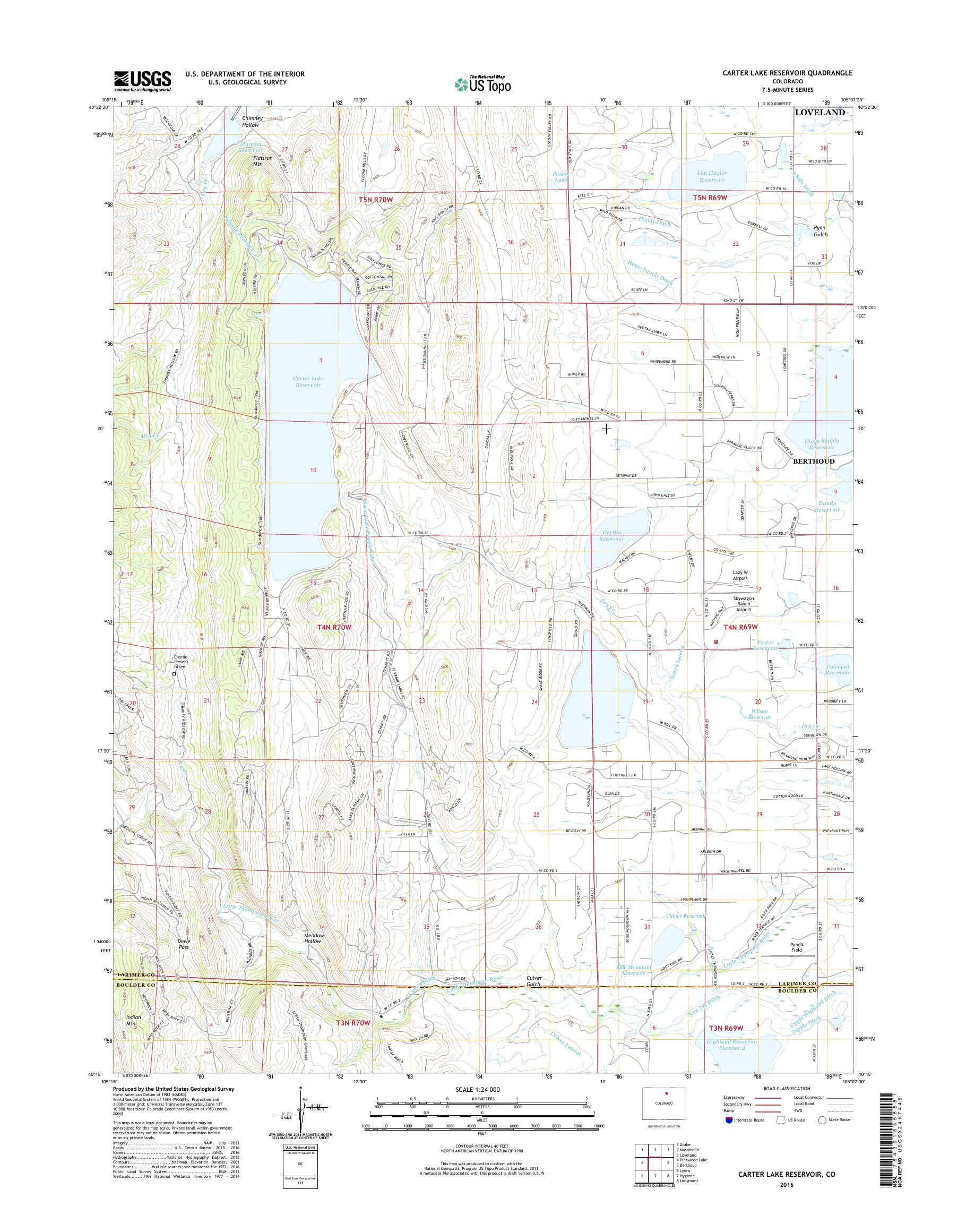 MyTopo Carter Lake Reservoir, Colorado USGS Quad Topo Map
