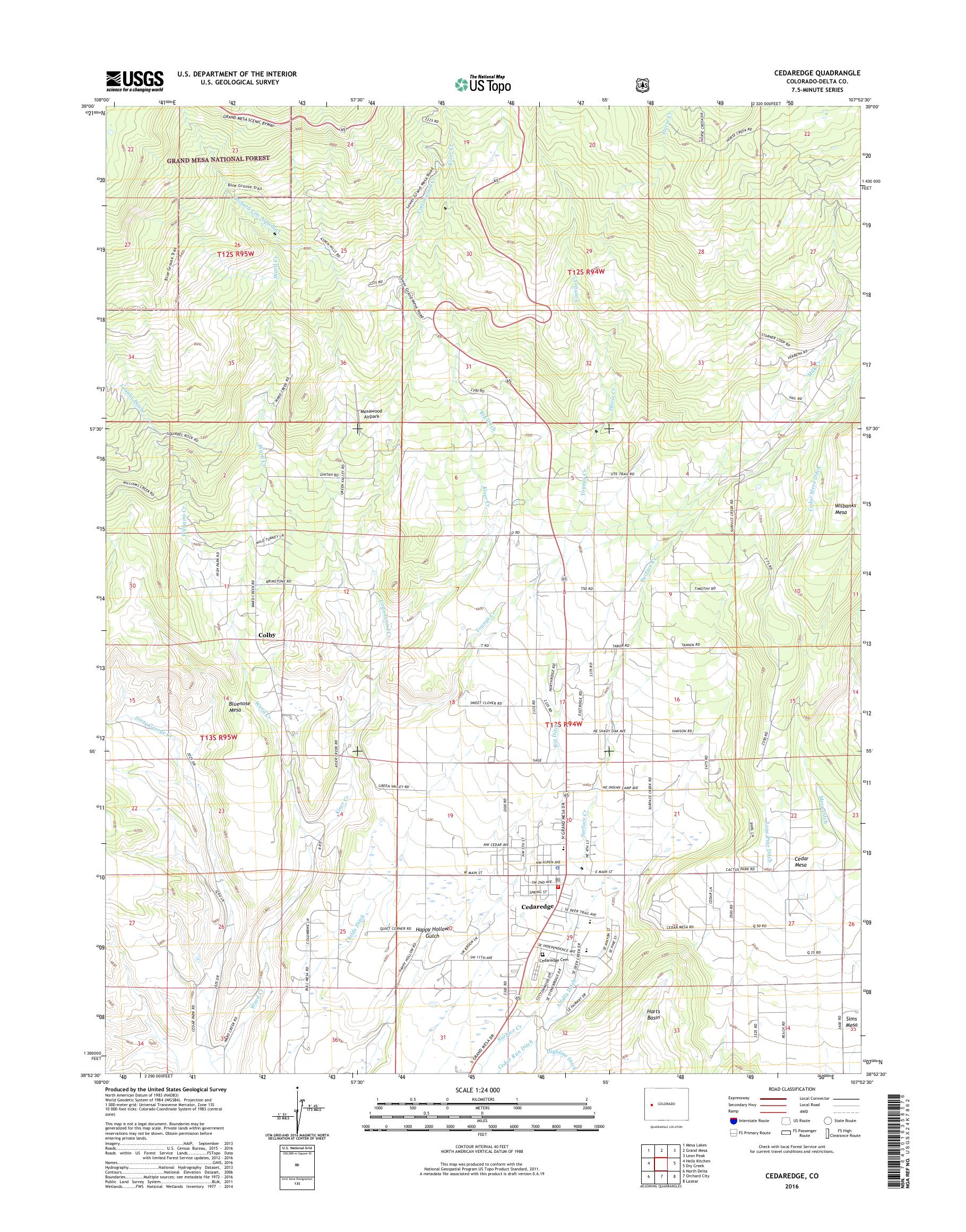 MyTopo Cedaredge, Colorado USGS Quad Topo Map