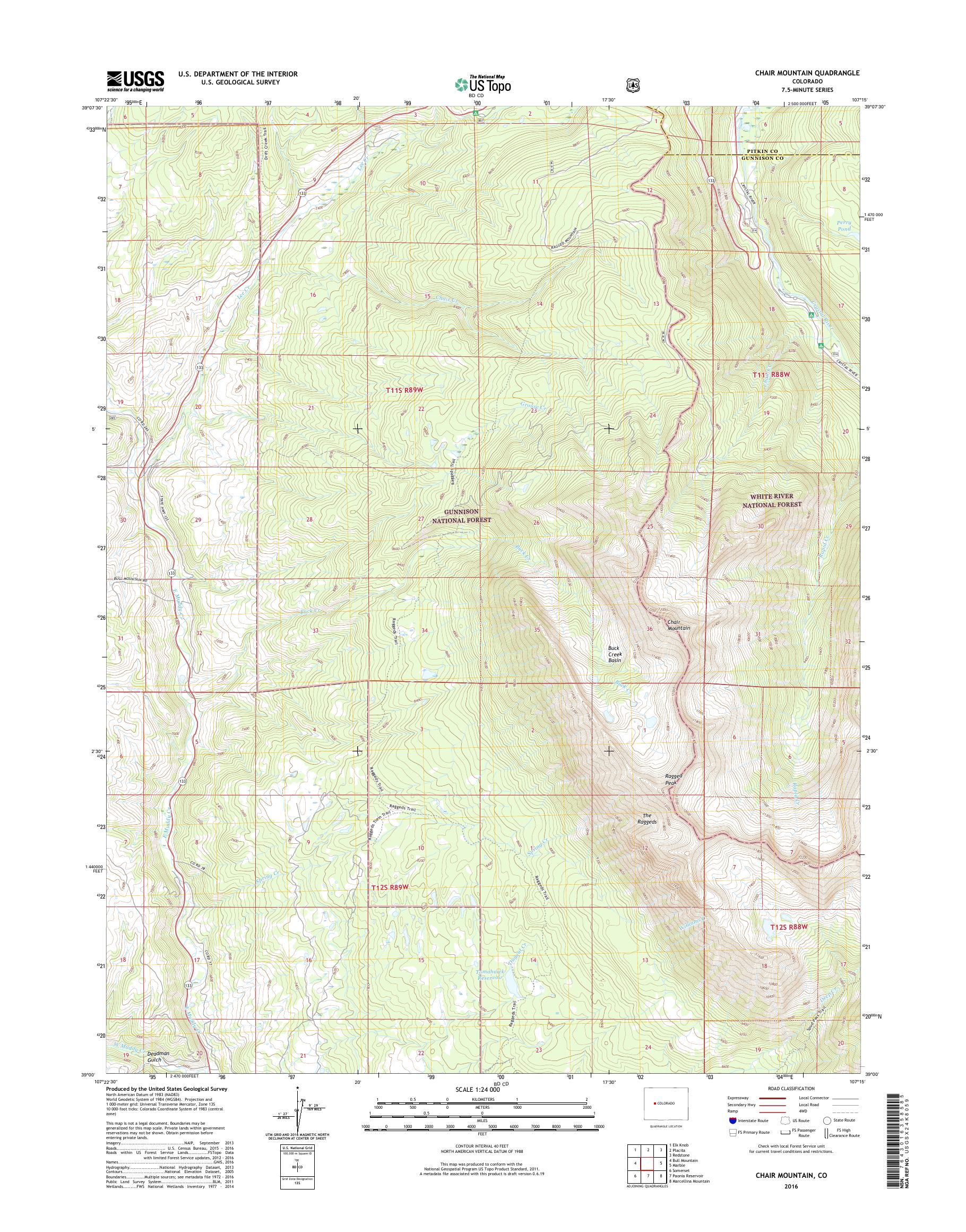 Mytopo Chair Mountain Colorado Usgs Quad Topo Map