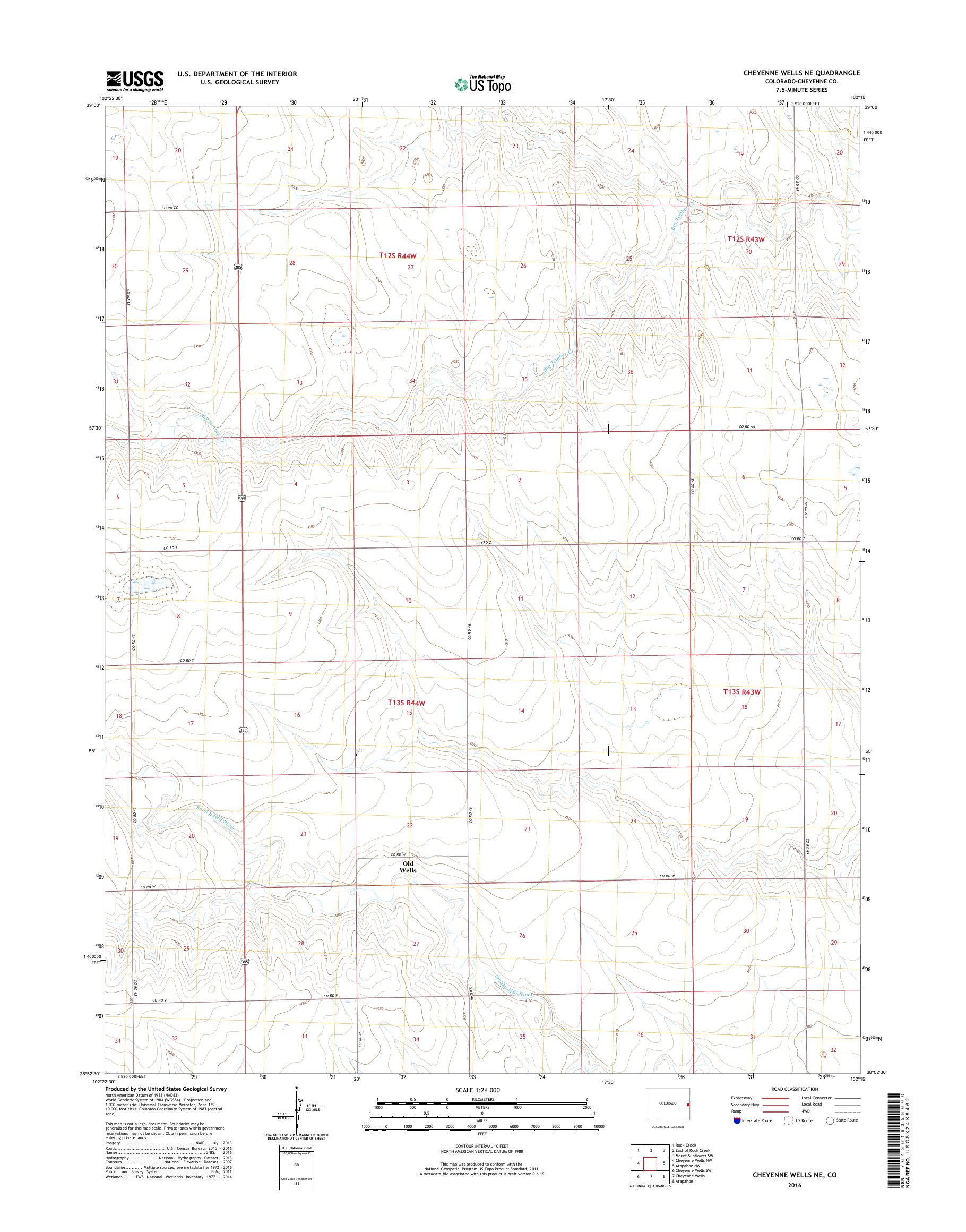 MyTopo Cheyenne Wells NE, Colorado USGS Quad Topo Map