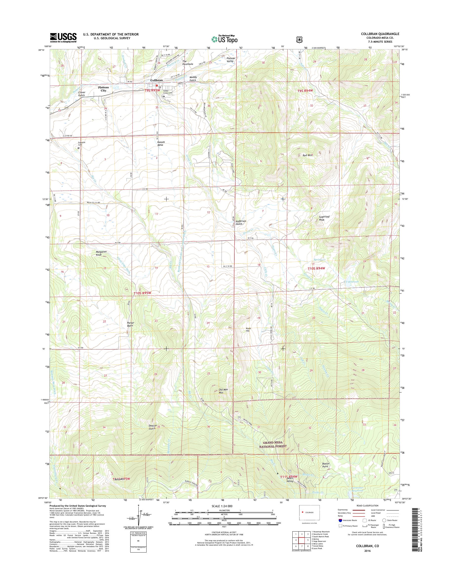 MyTopo Collbran, Colorado USGS Quad Topo Map