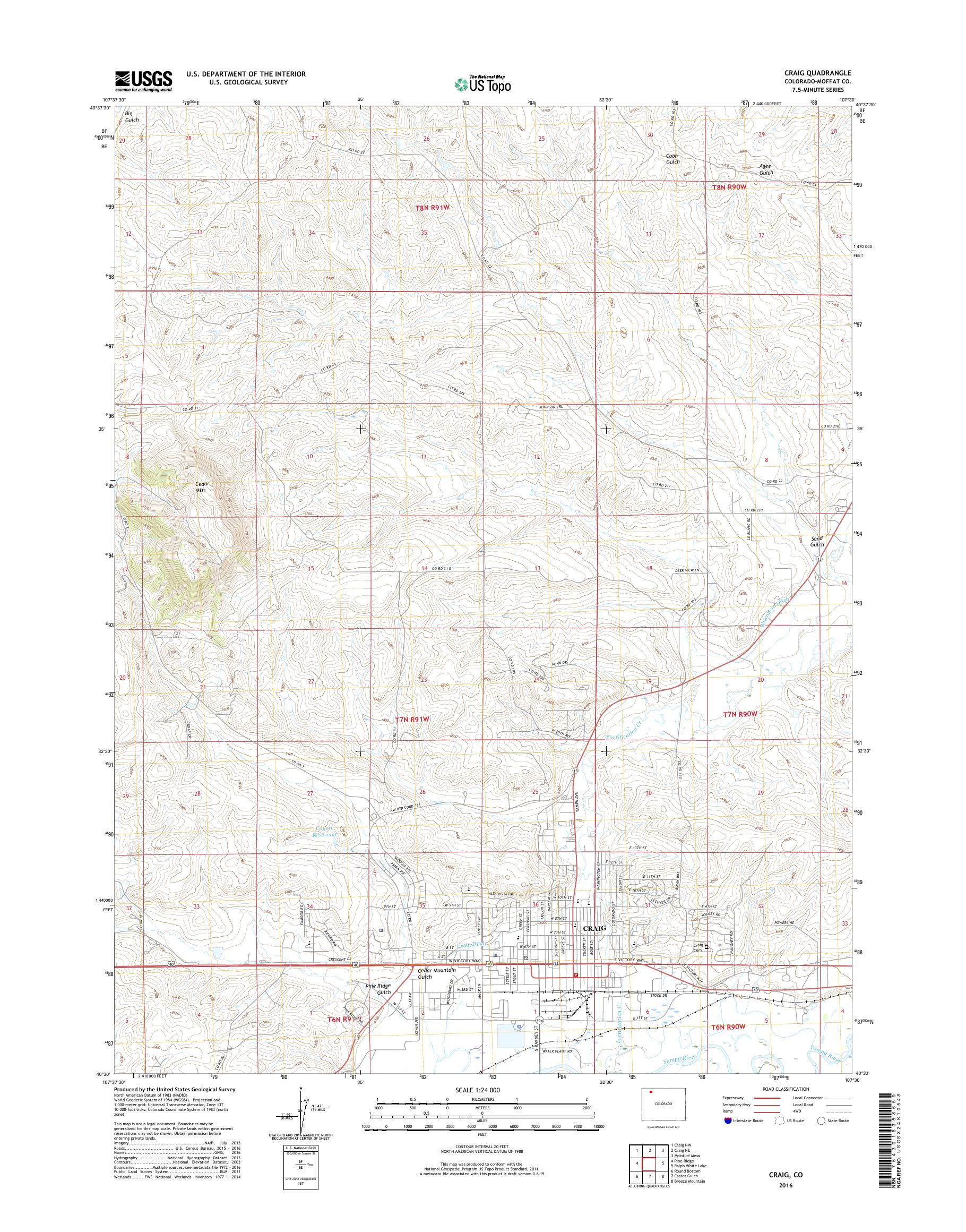 MyTopo Craig, Colorado USGS Quad Topo Map