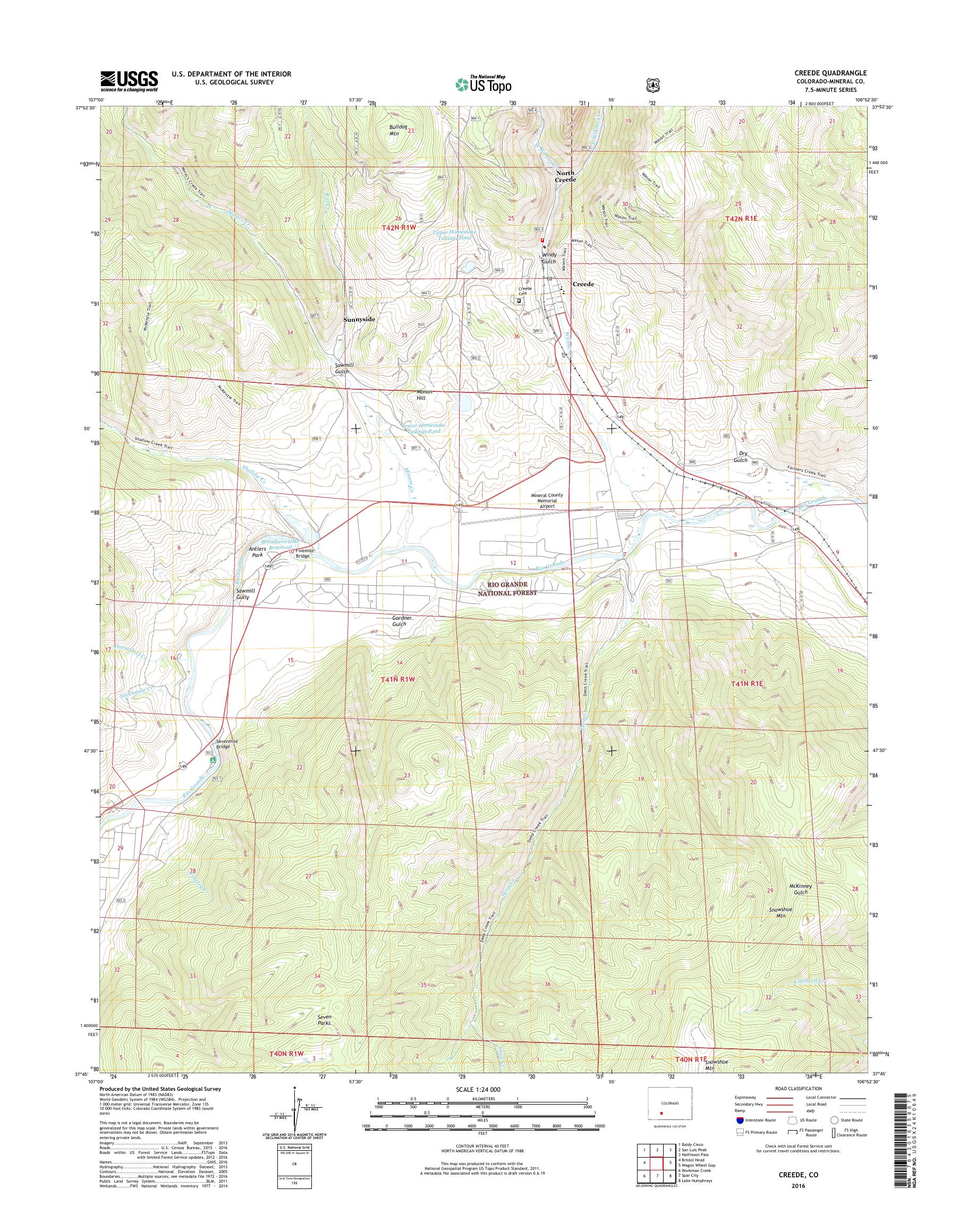 MyTopo Creede, Colorado USGS Quad Topo Map