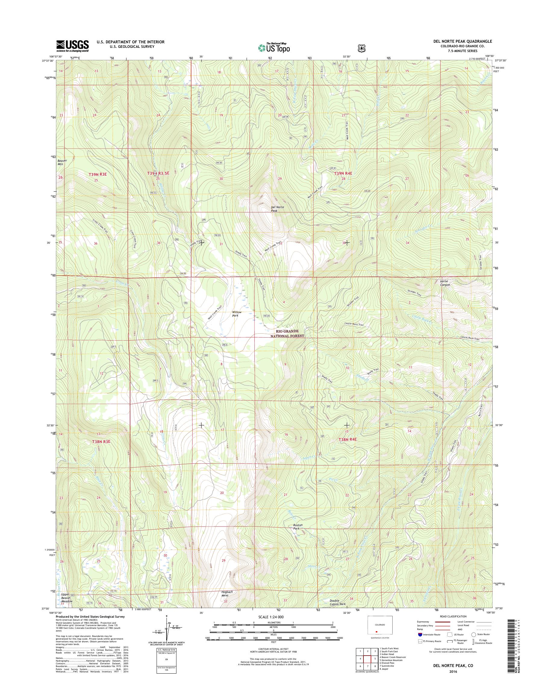 MyTopo Del Norte Peak, Colorado USGS Quad Topo Map