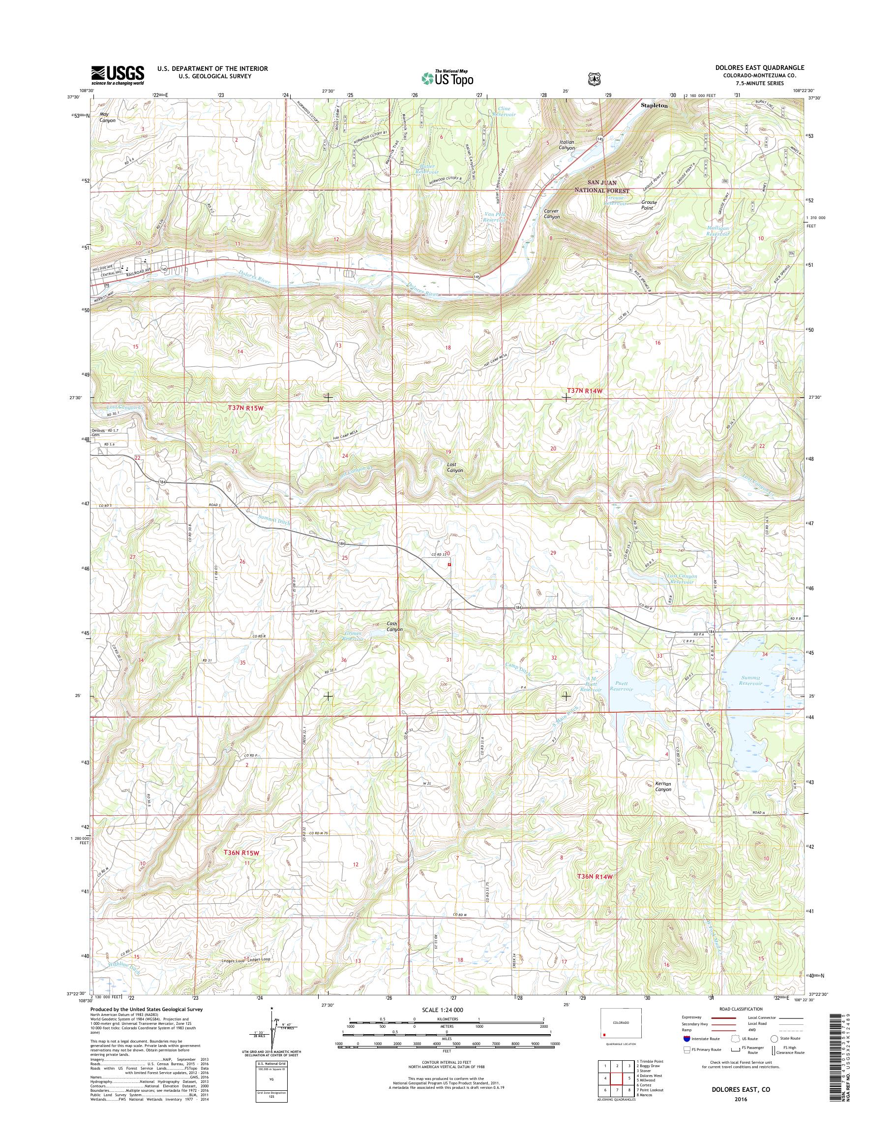 MyTopo Dolores East, Colorado USGS Quad Topo Map