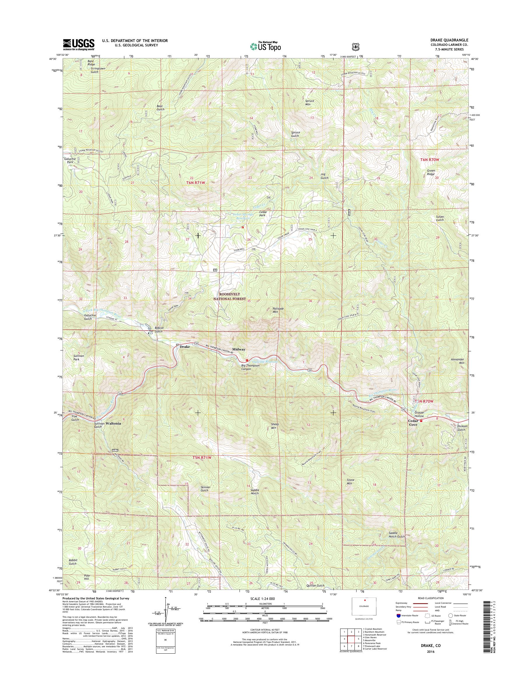 MyTopo Drake, Colorado USGS Quad Topo Map