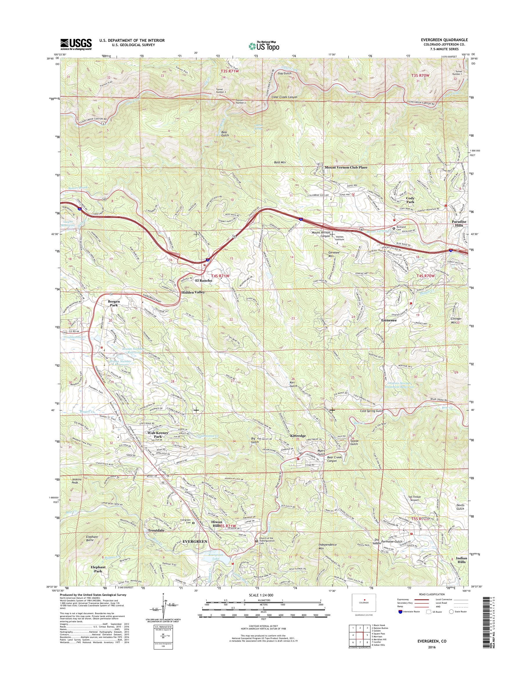 MyTopo Evergreen, Colorado USGS Quad Topo Map