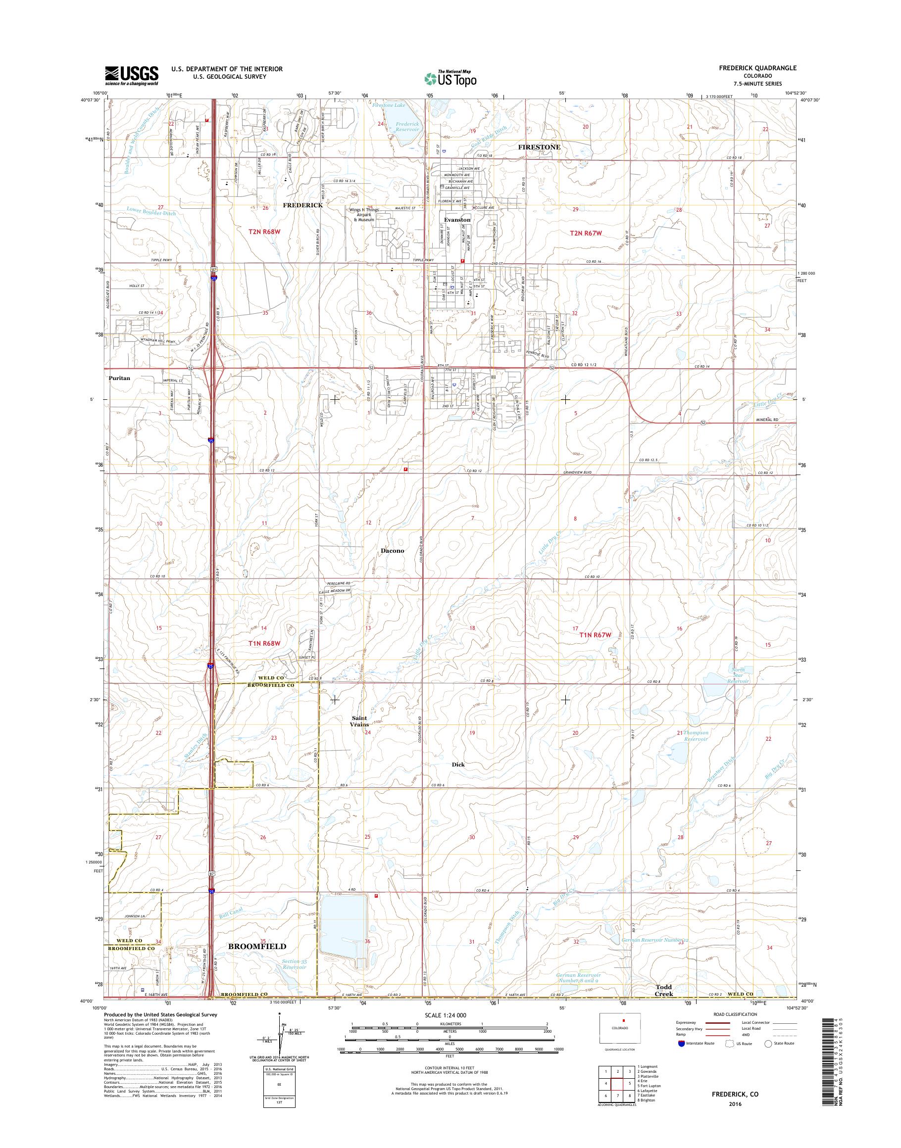 MyTopo Frederick, Colorado USGS Quad Topo Map