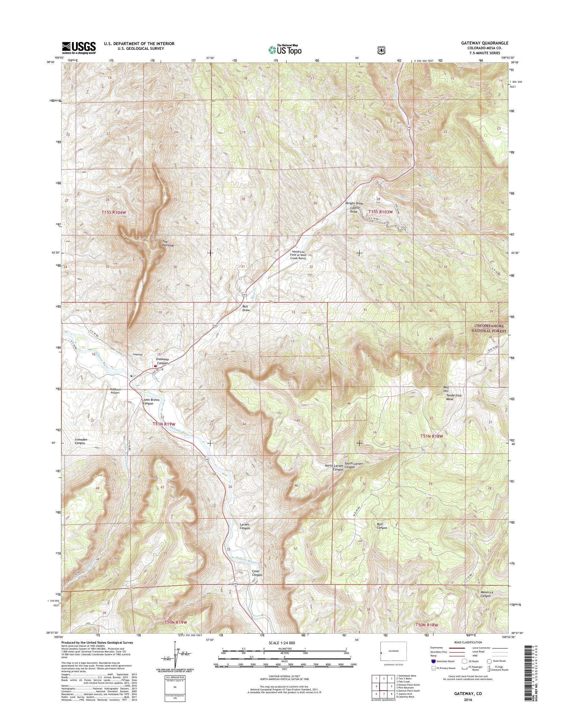 MyTopo Gateway, Colorado USGS Quad Topo Map