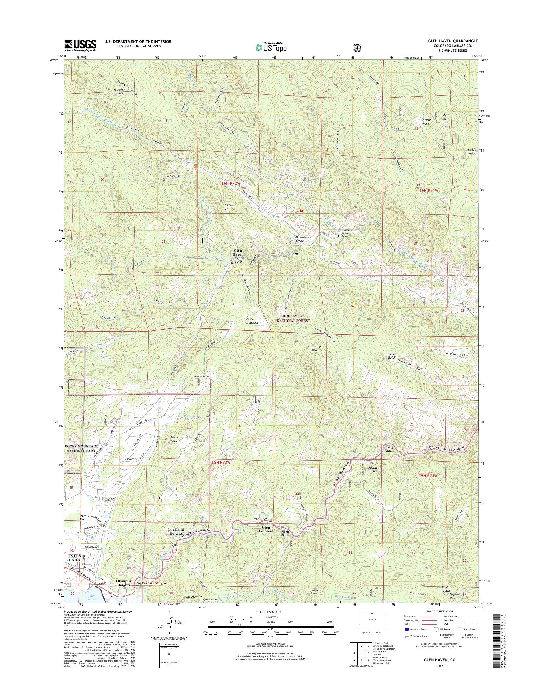 MyTopo Glen Haven, Colorado USGS Quad Topo Map