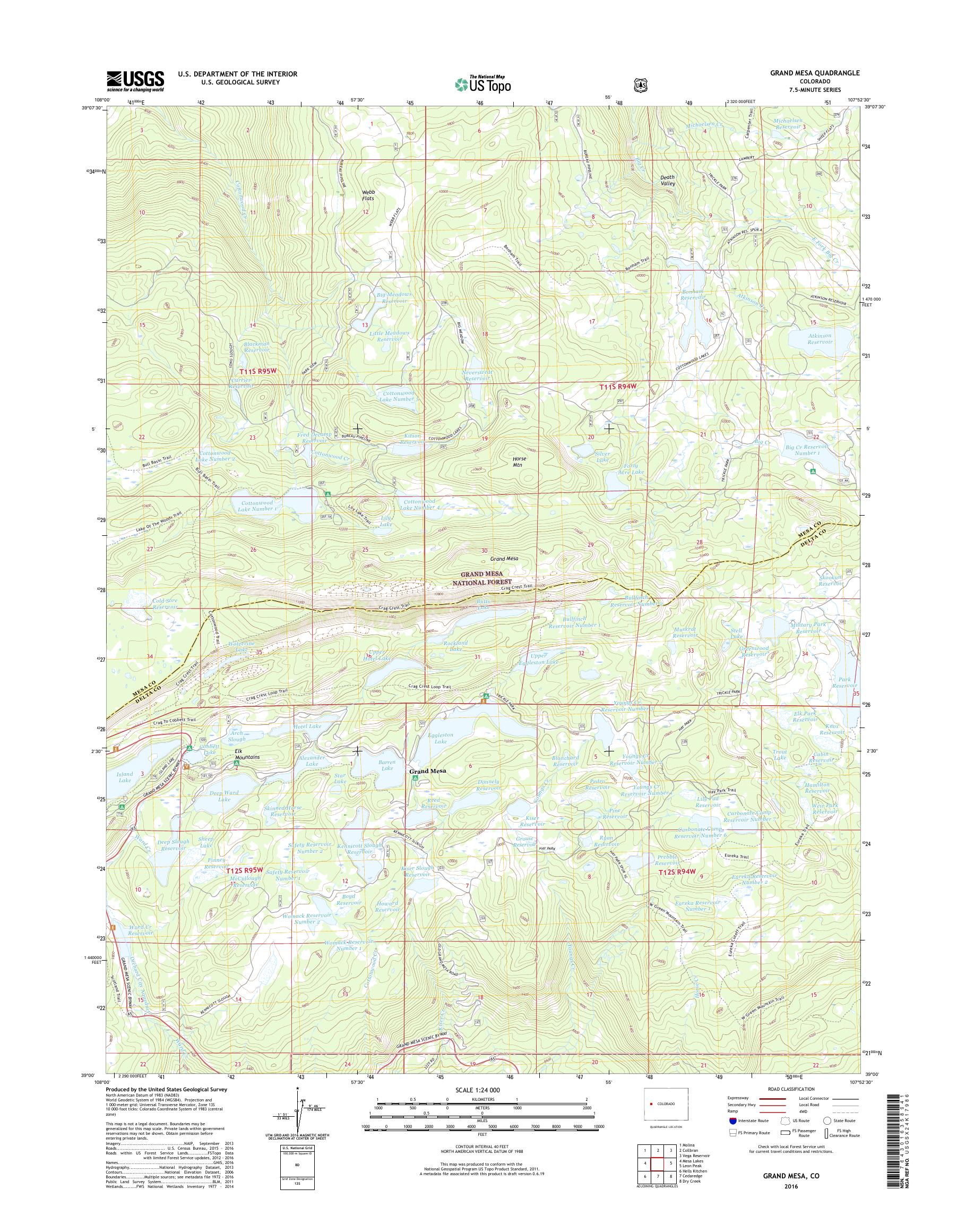 MyTopo Grand Mesa, Colorado USGS Quad Topo Map