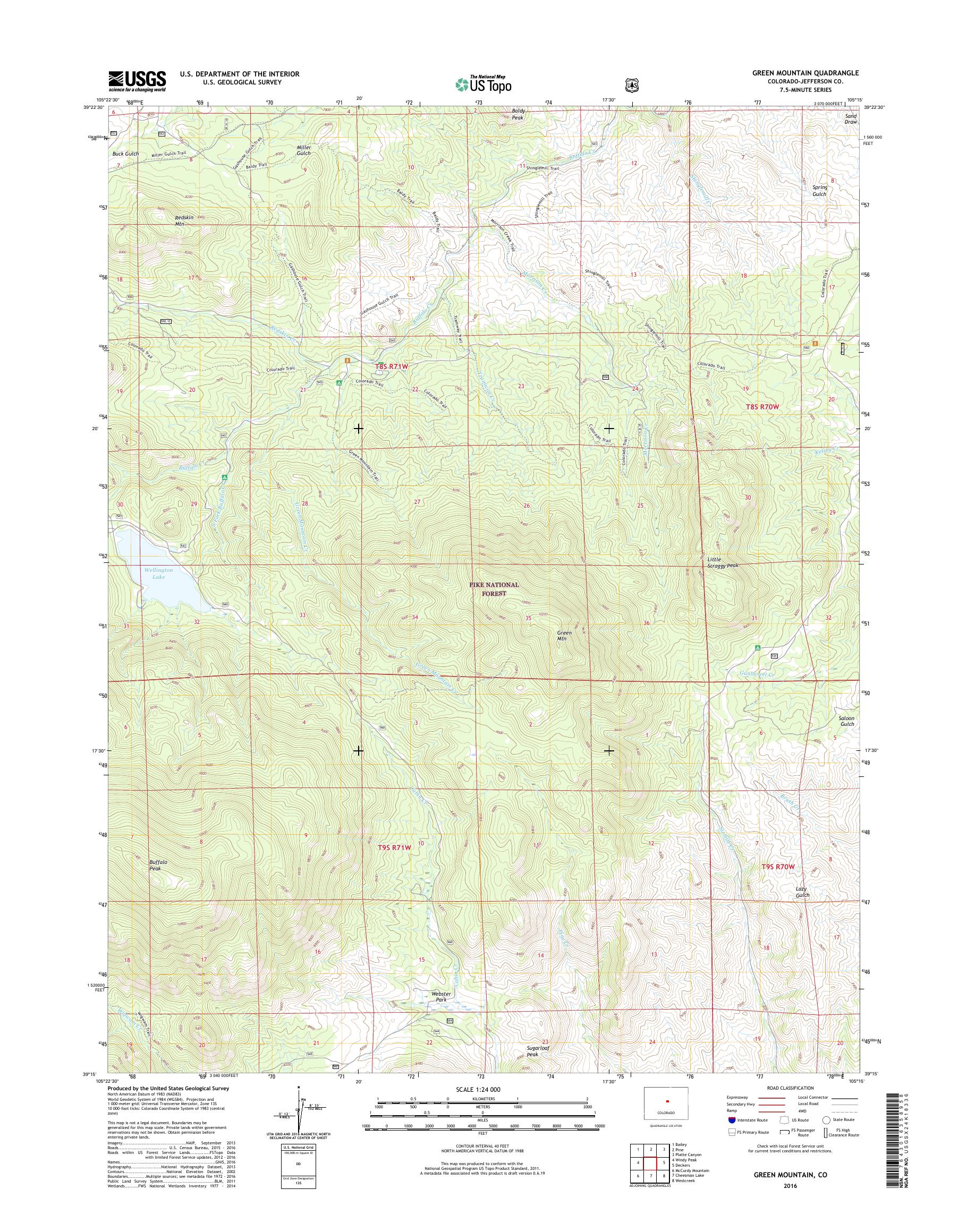 MyTopo Green Mountain, Colorado USGS Quad Topo Map