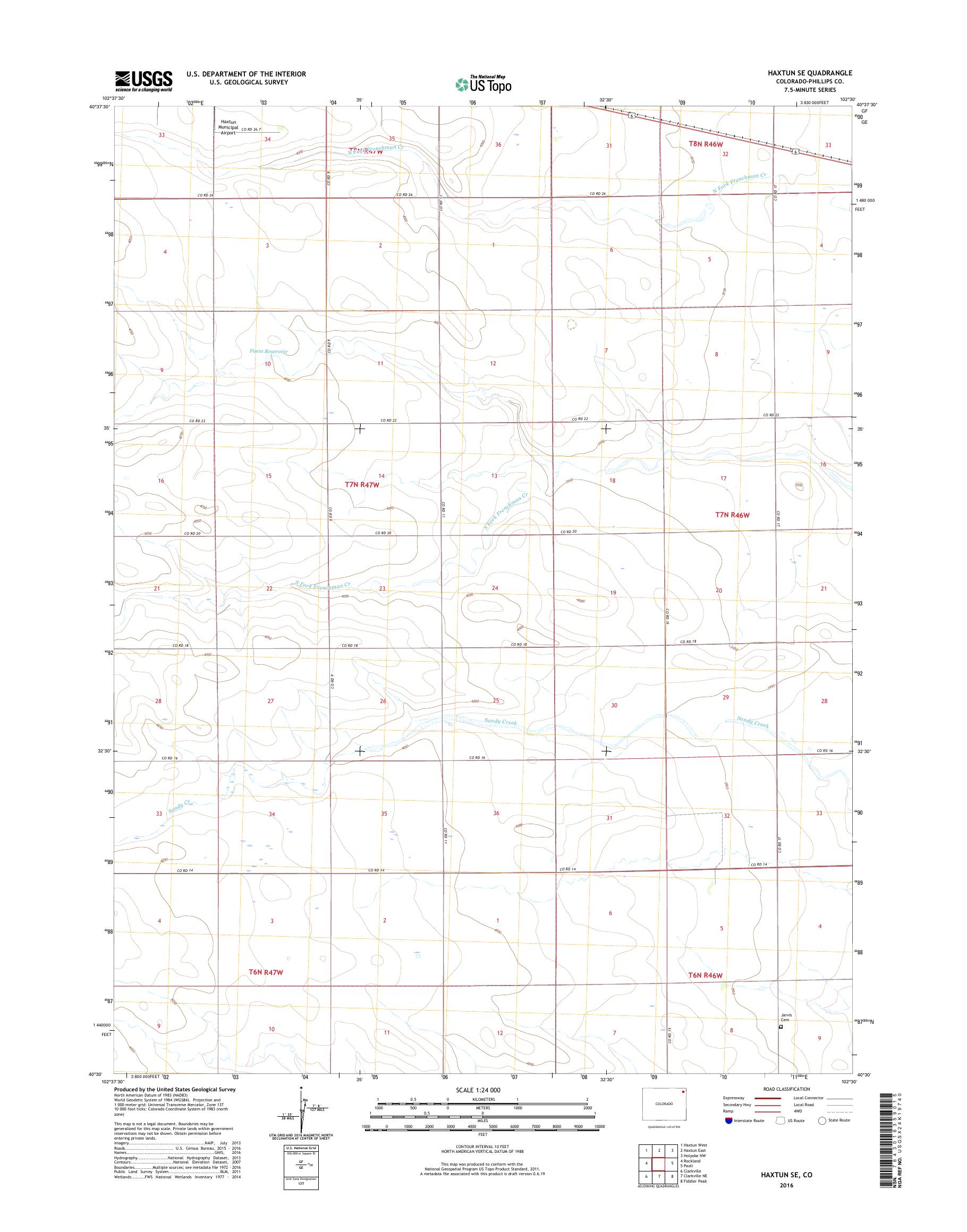 MyTopo Haxtun SE, Colorado USGS Quad Topo Map