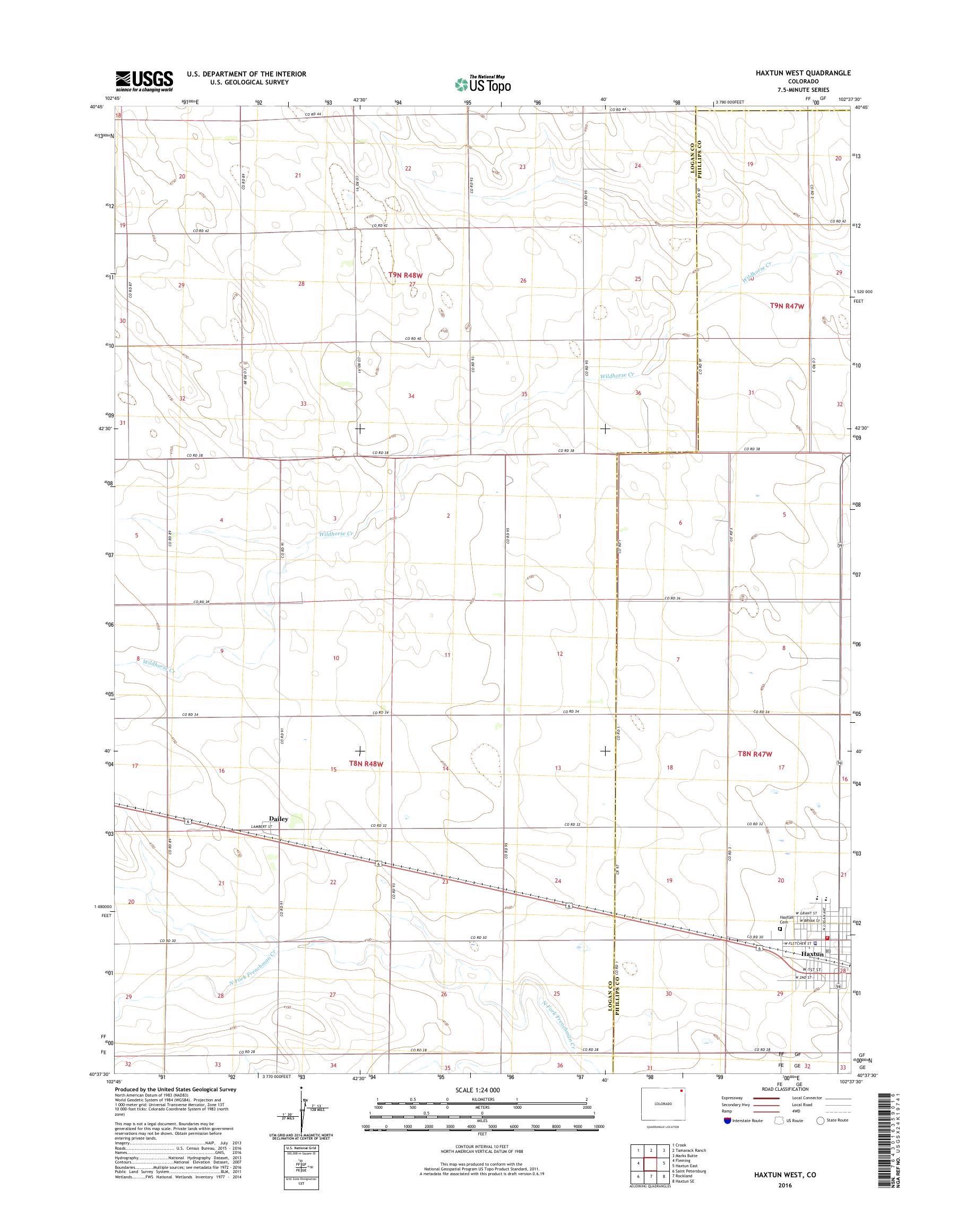 MyTopo Haxtun West, Colorado USGS Quad Topo Map