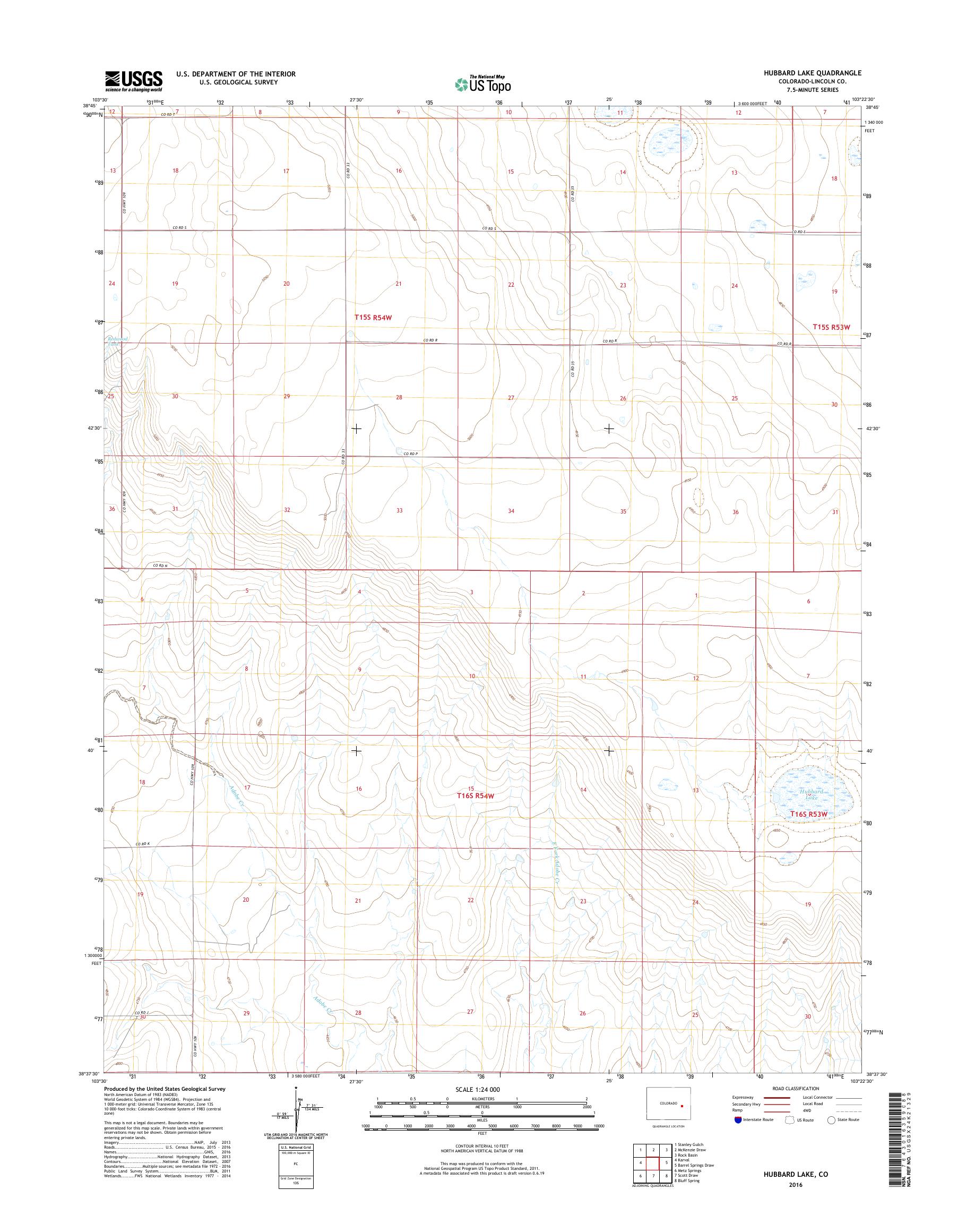 MyTopo Hubbard Lake, Colorado USGS Quad Topo Map