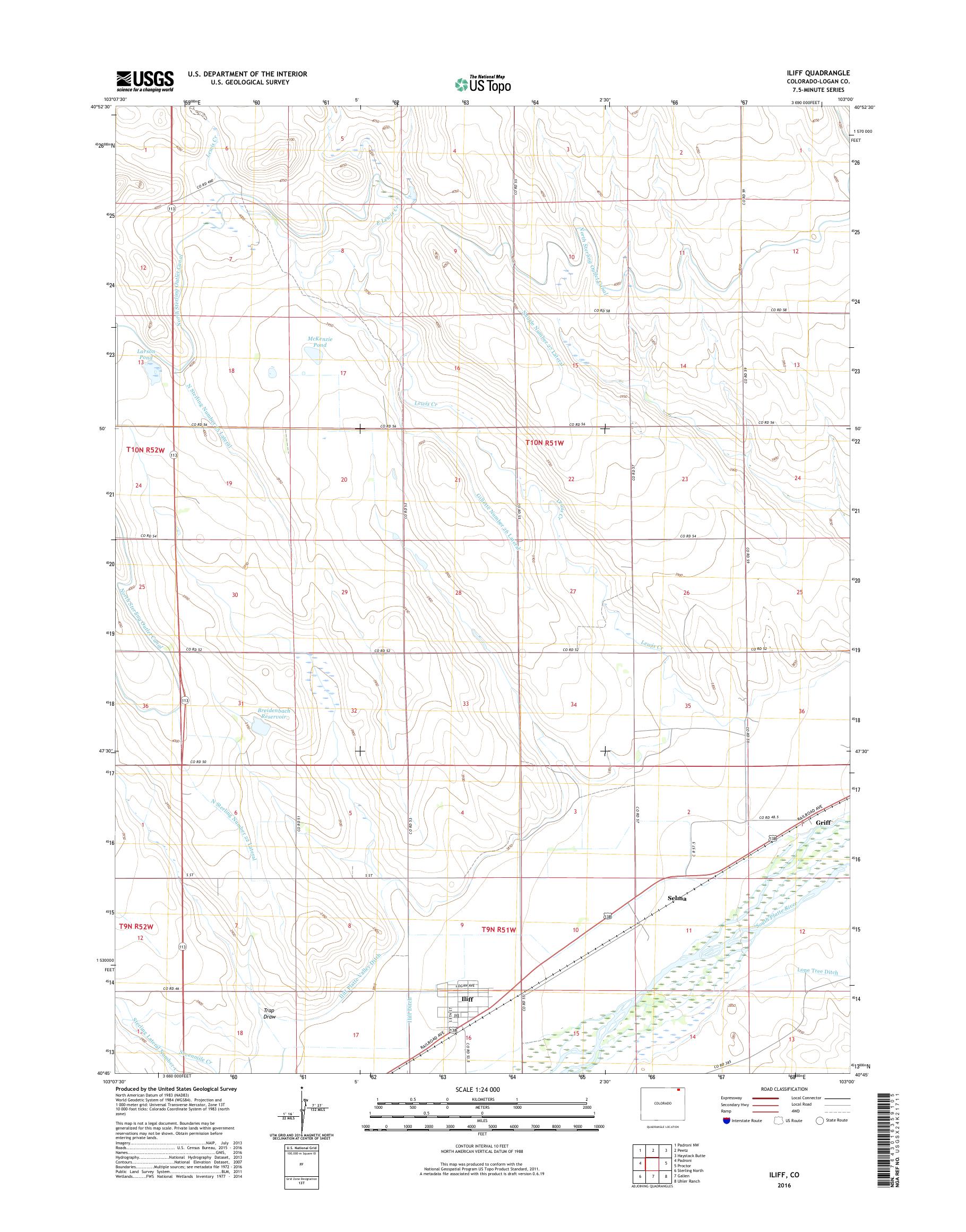 MyTopo Iliff, Colorado USGS Quad Topo Map