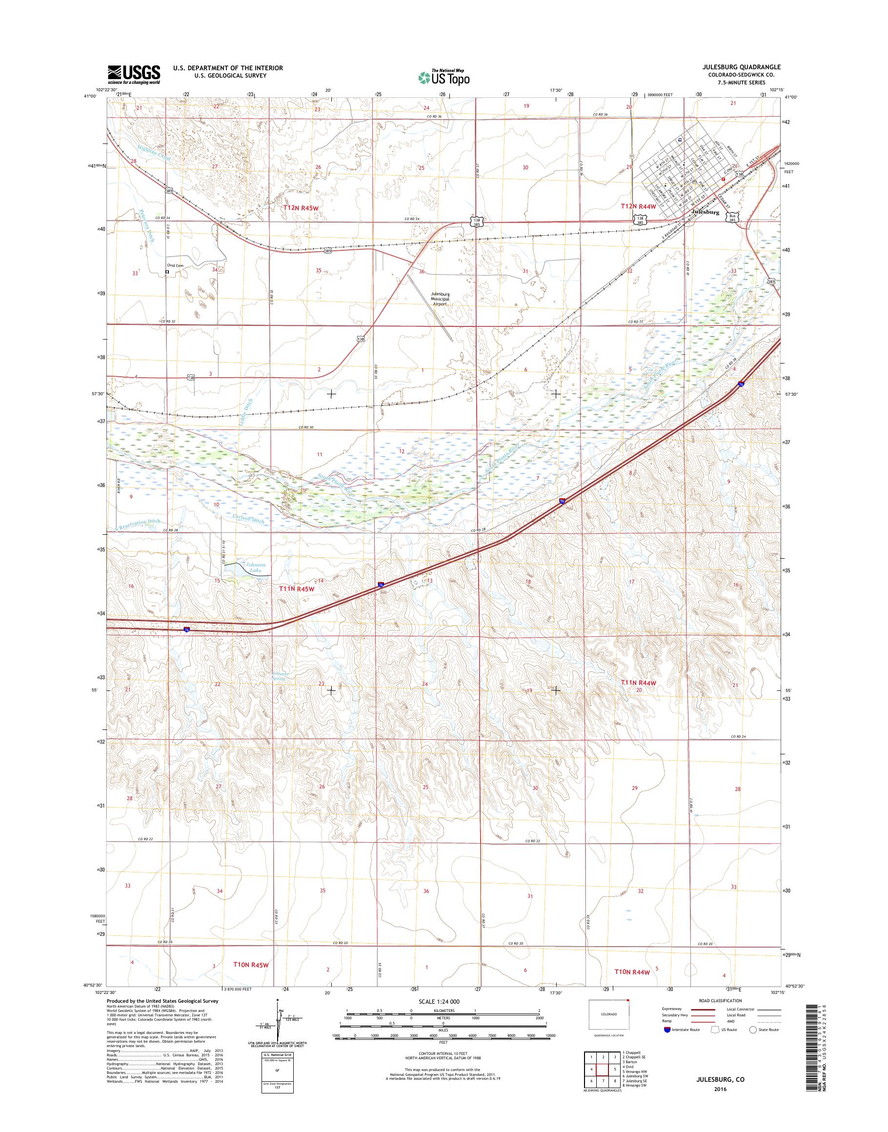 MyTopo Julesburg, Colorado USGS Quad Topo Map