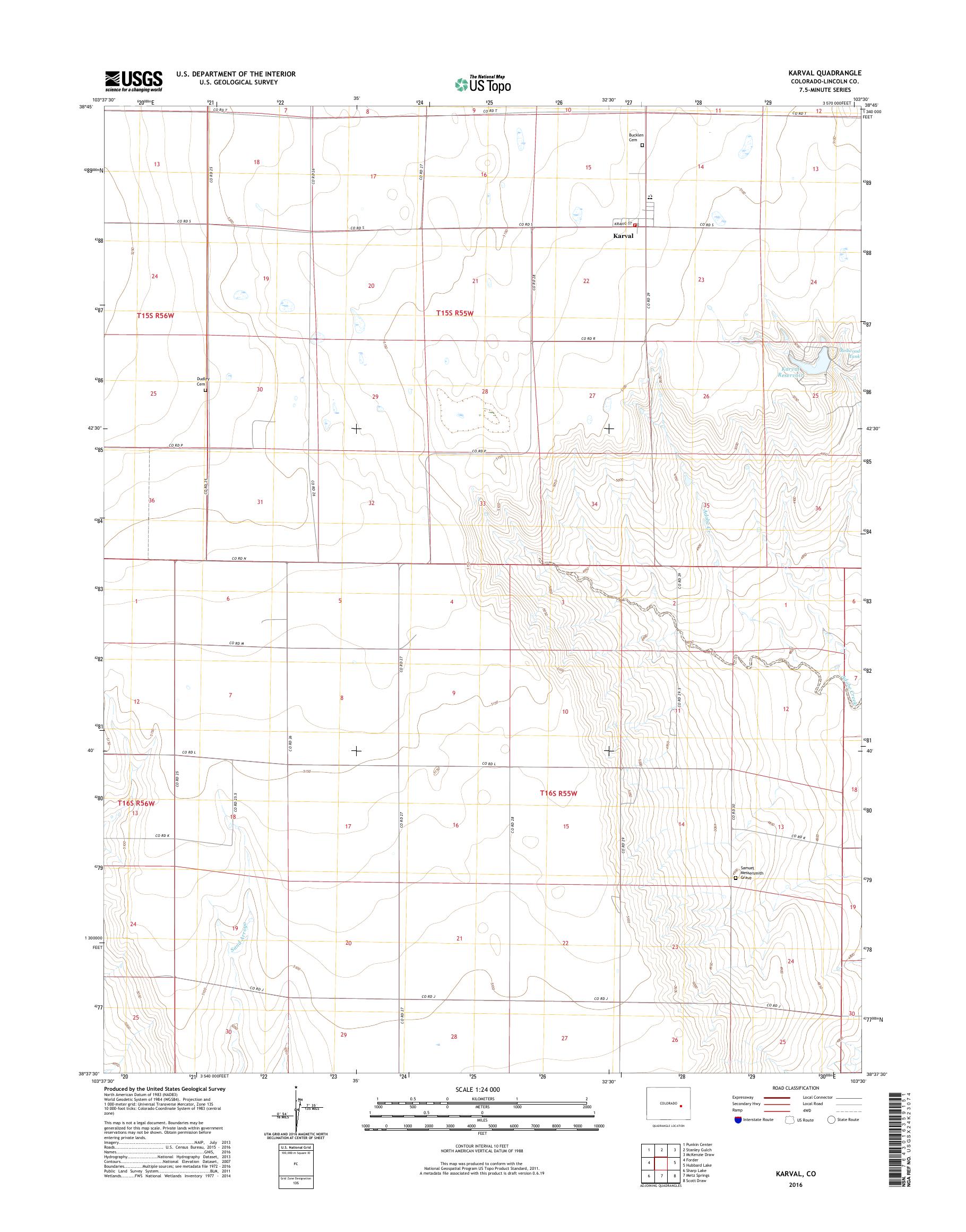 MyTopo Karval, Colorado USGS Quad Topo Map