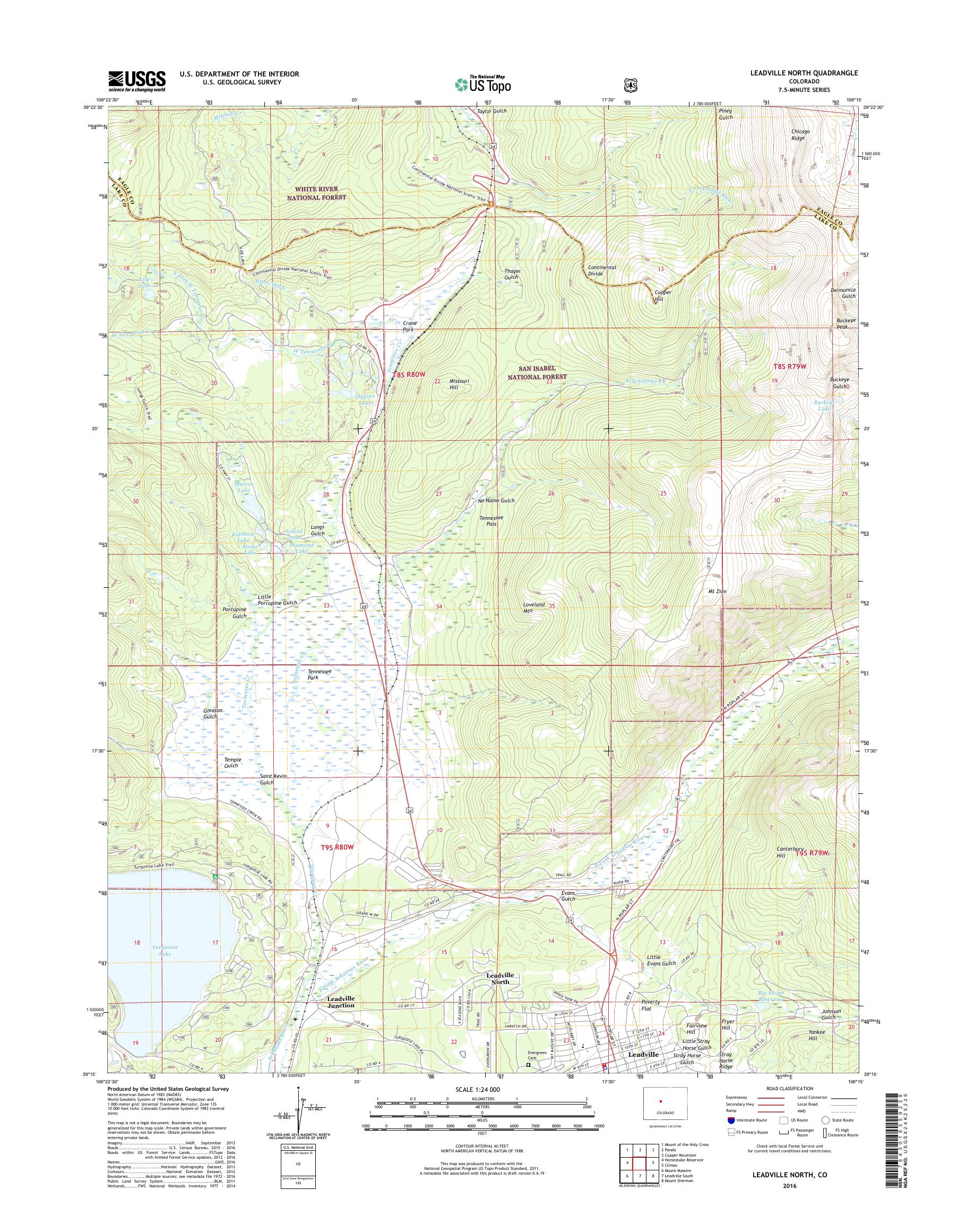 MyTopo Leadville North, Colorado USGS Quad Topo Map