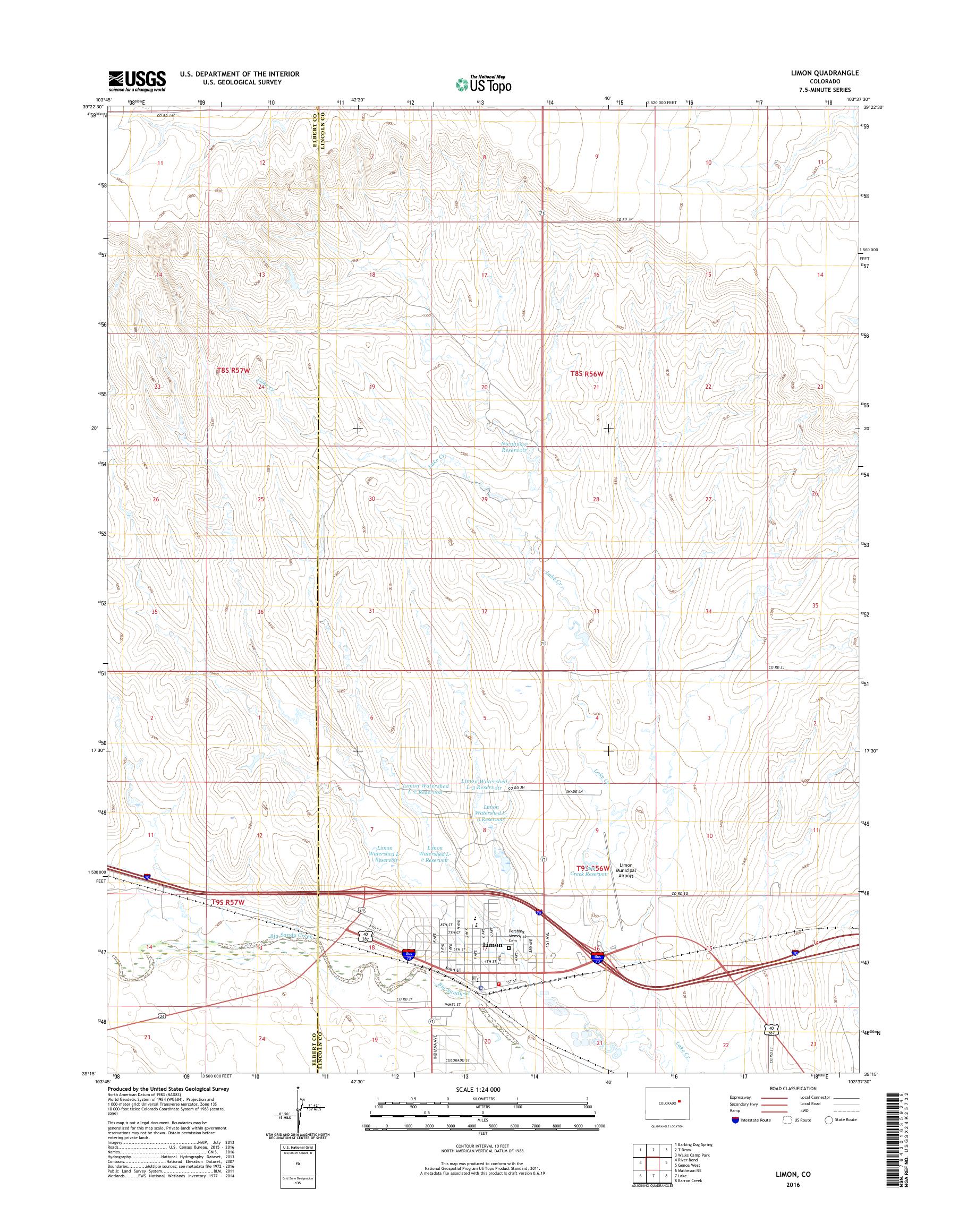 MyTopo Limon, Colorado USGS Quad Topo Map
