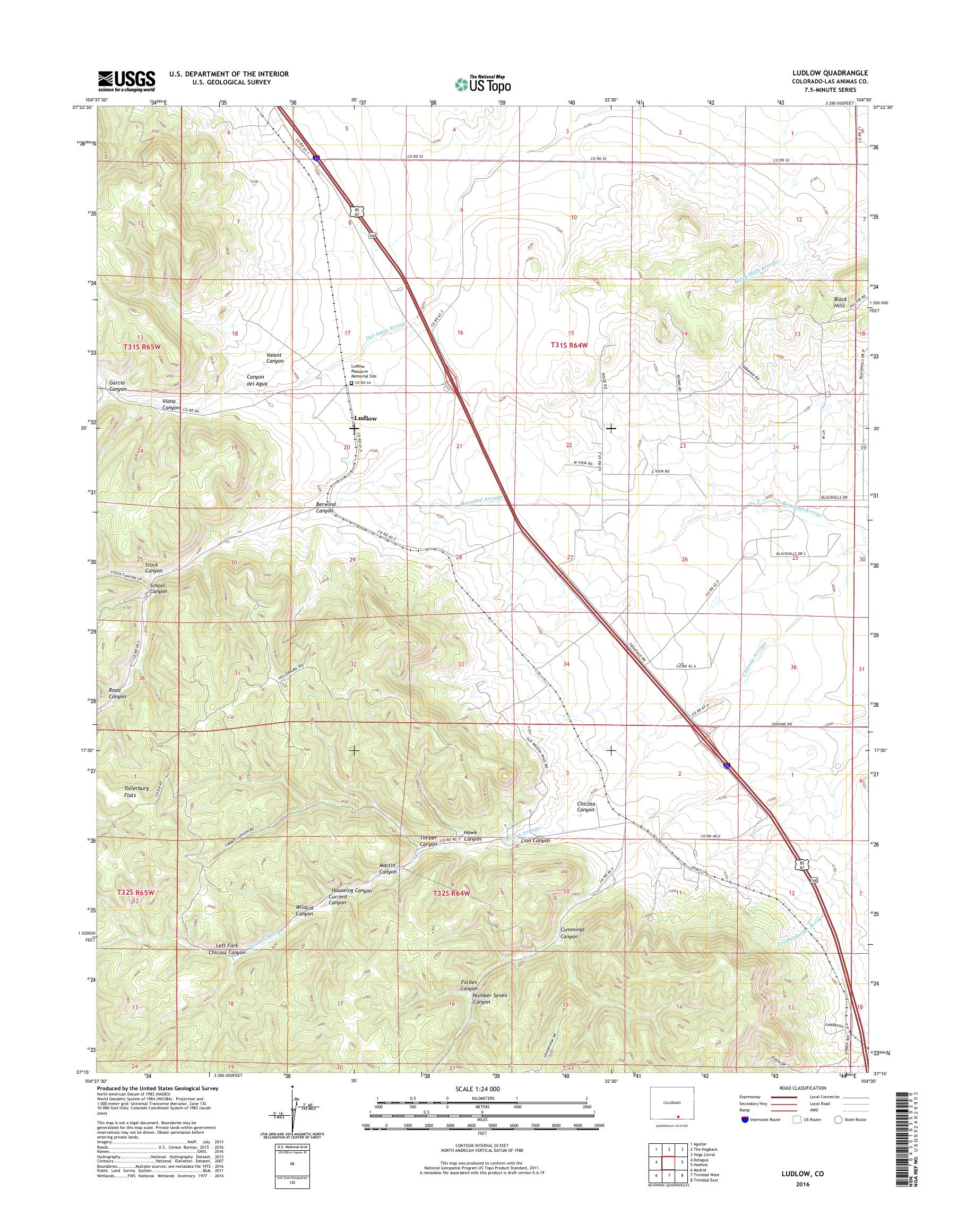 MyTopo Ludlow, Colorado USGS Quad Topo Map