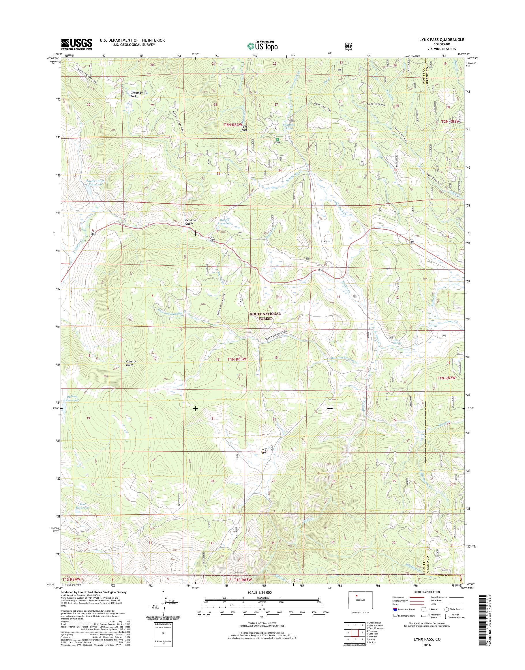 MyTopo Lynx Pass, Colorado USGS Quad Topo Map